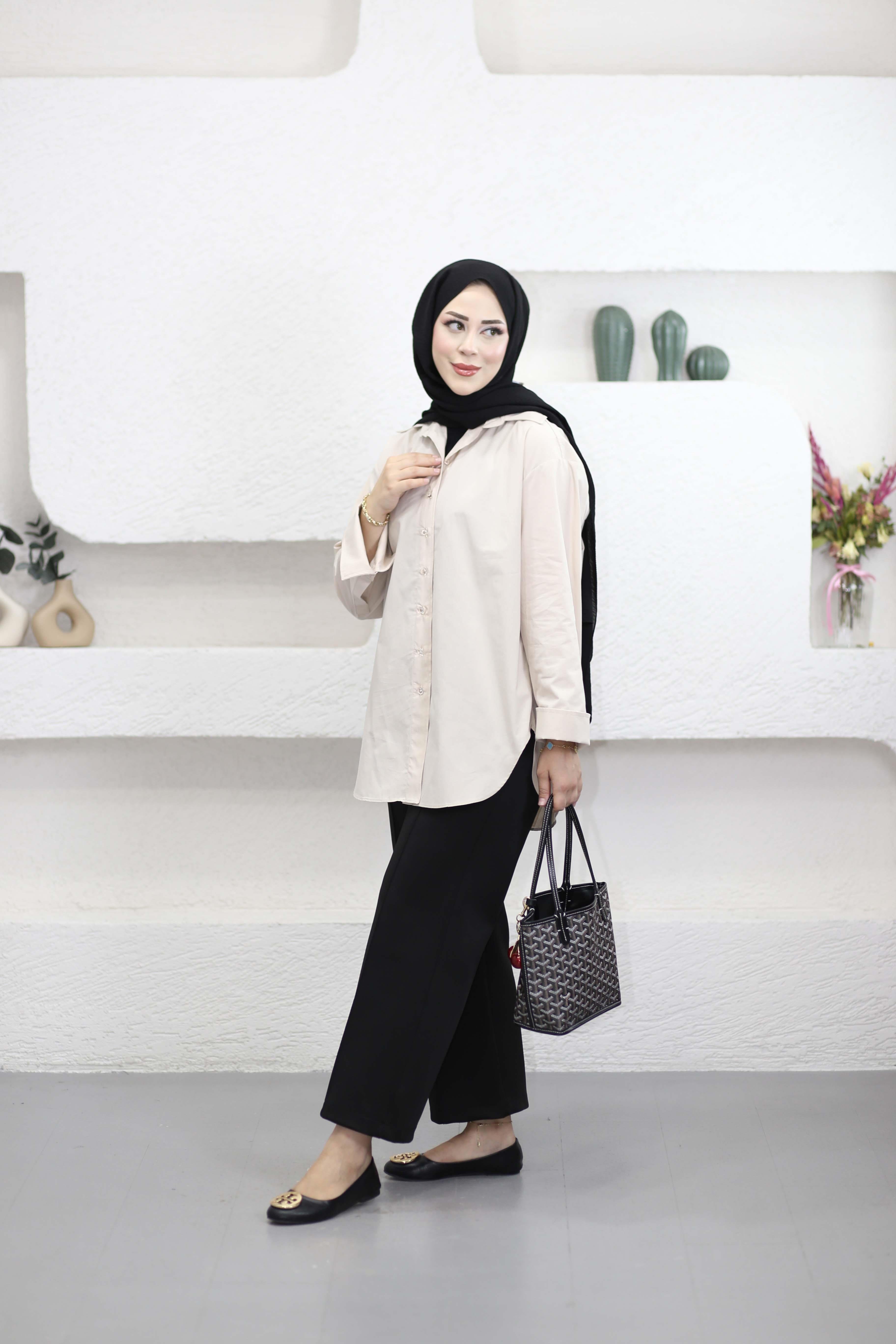 Bilye Düğmeli Gömlek Bej 51194