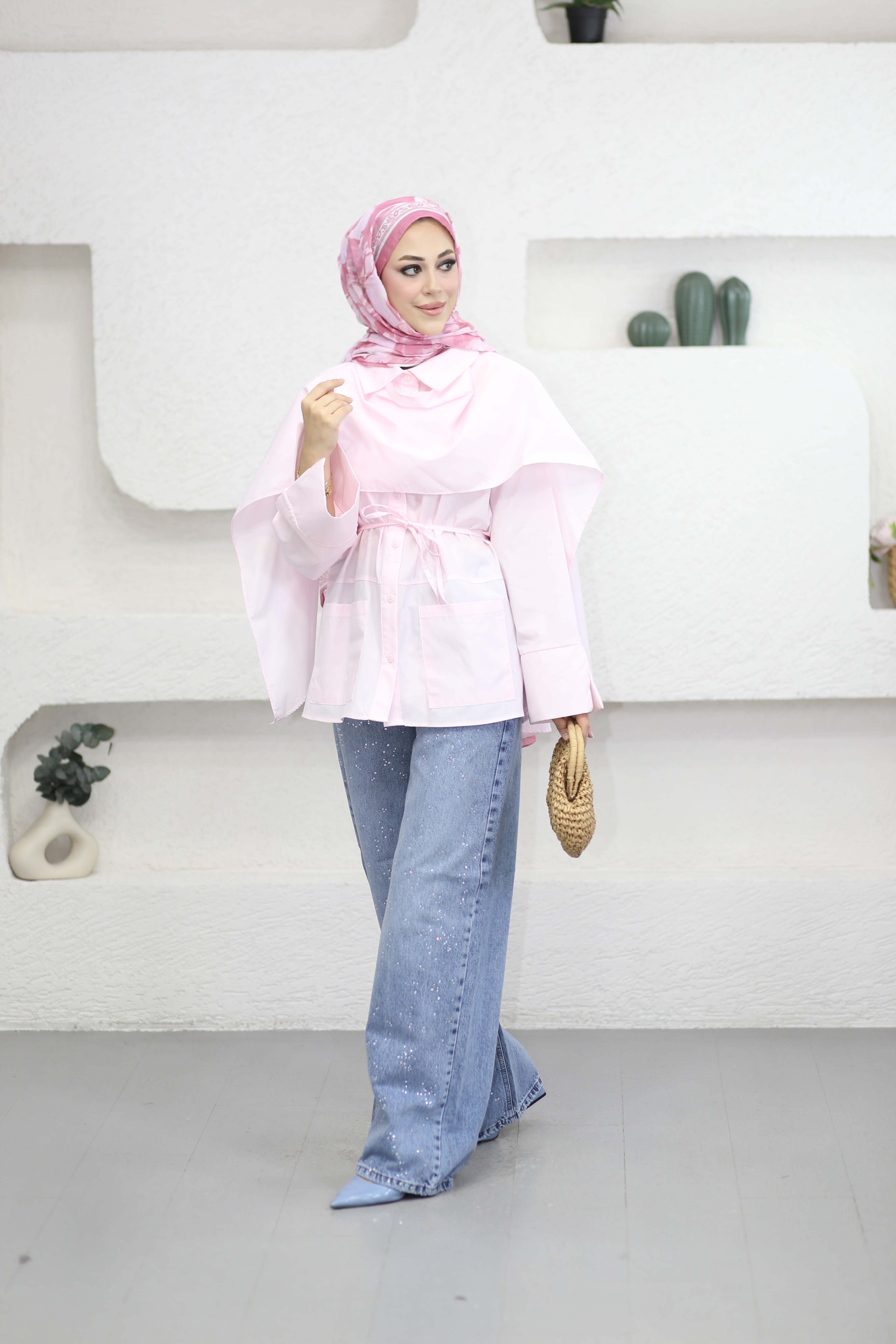 Allerli Poplin Gömlek Pembe 8562