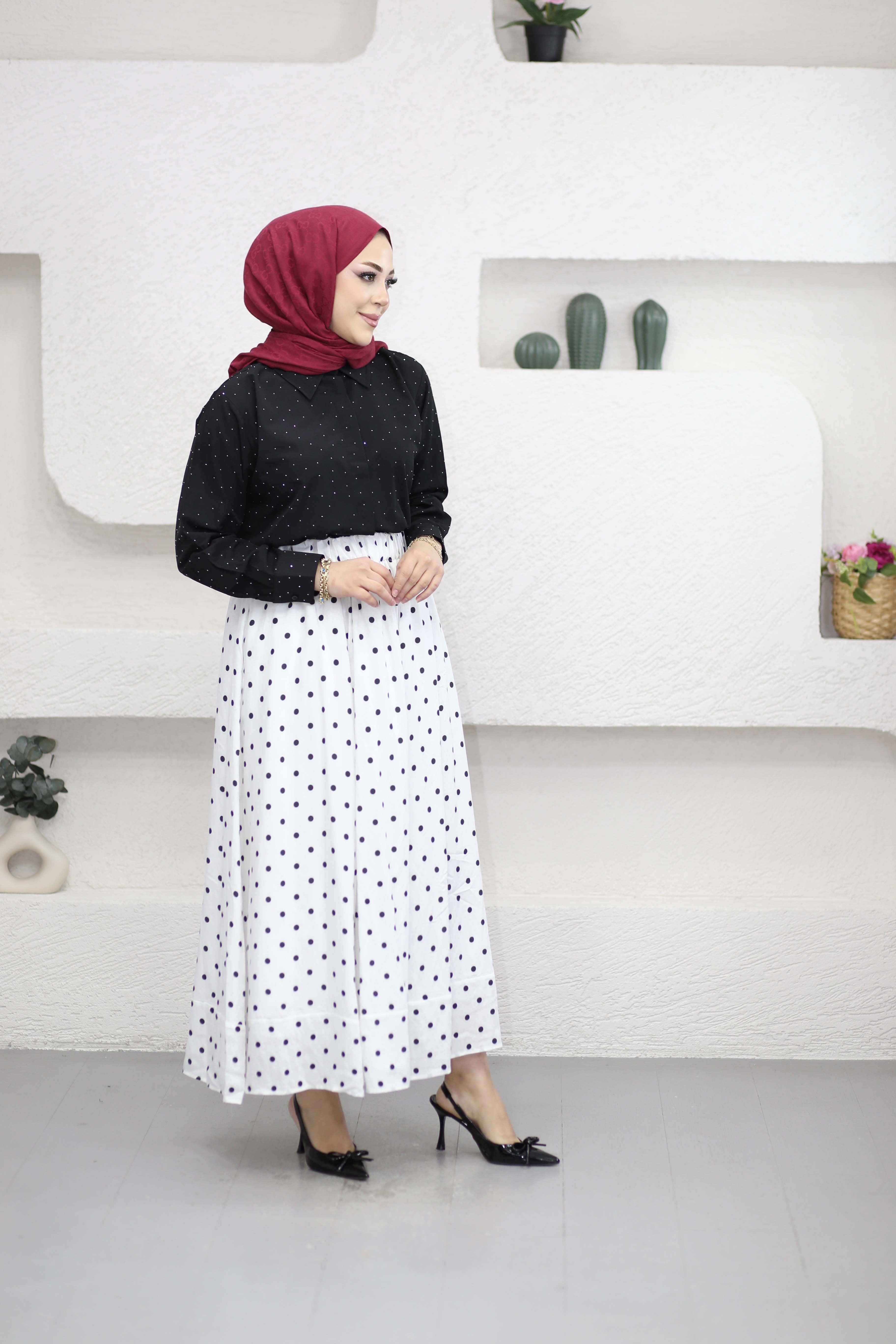 Taş Detaylı Gömlek Siyah 3367