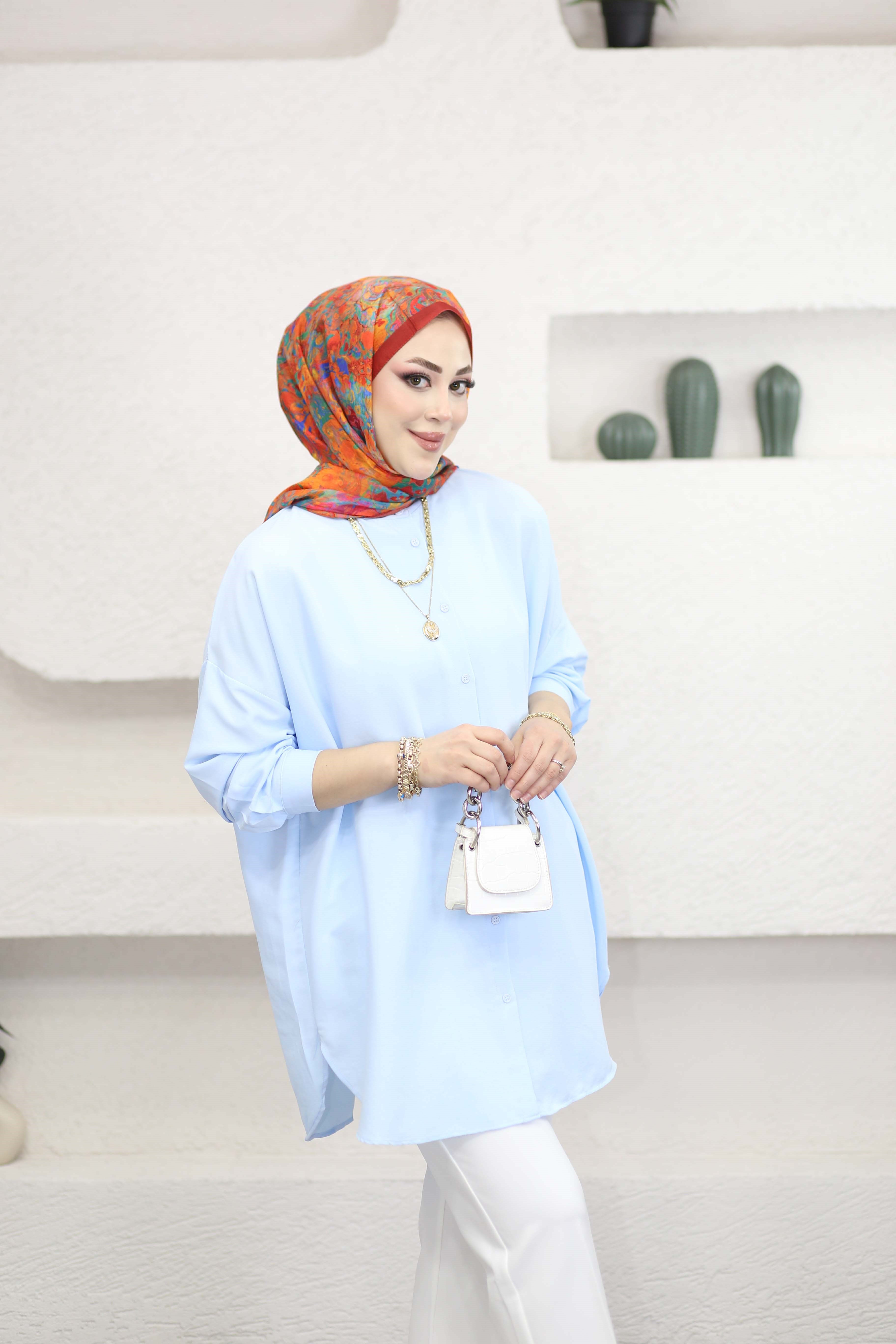 Hakim Yaka Basıc Gömlek Bebe Mavi 3201