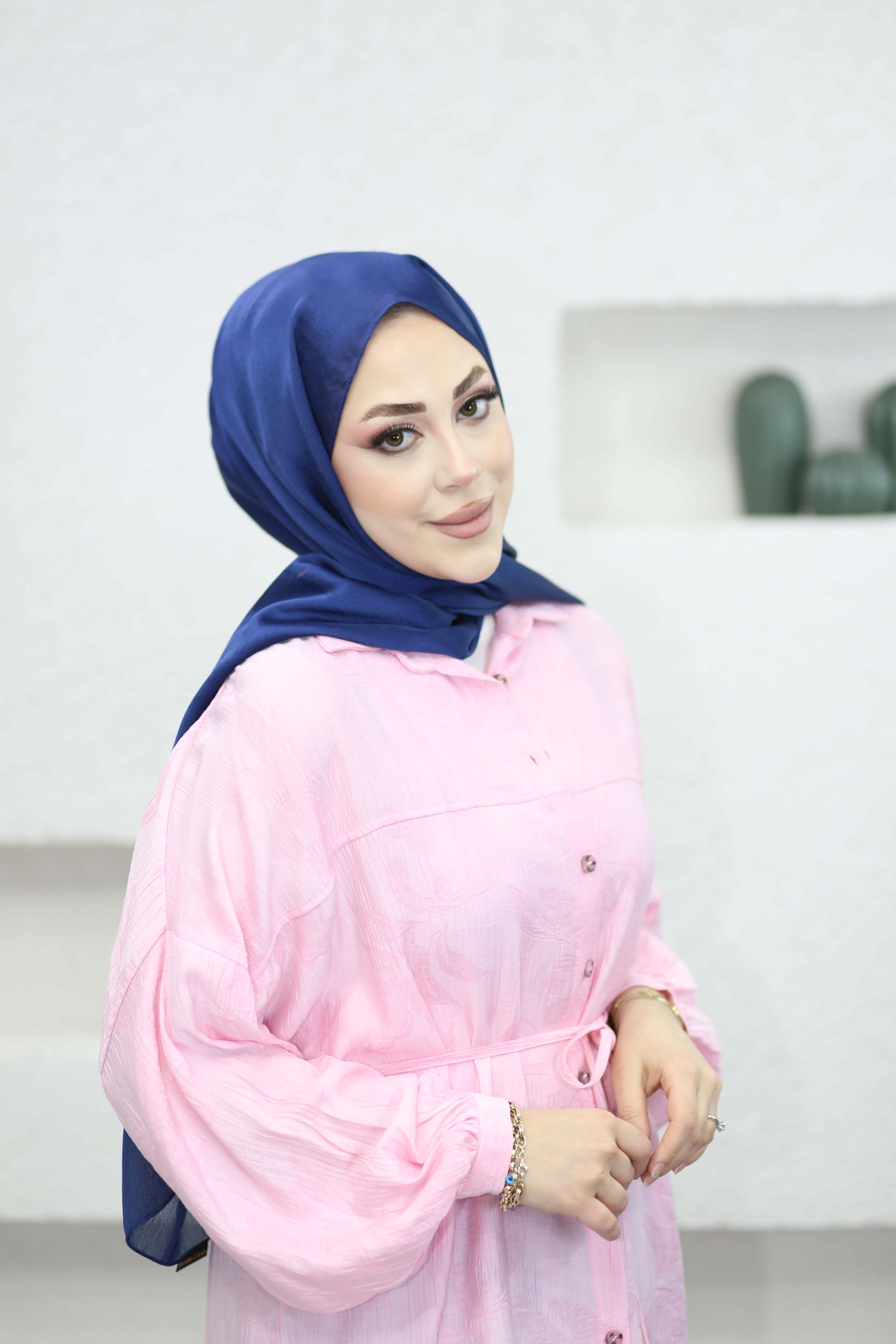 Kendinden Desenli Gömlek Pembe 5822