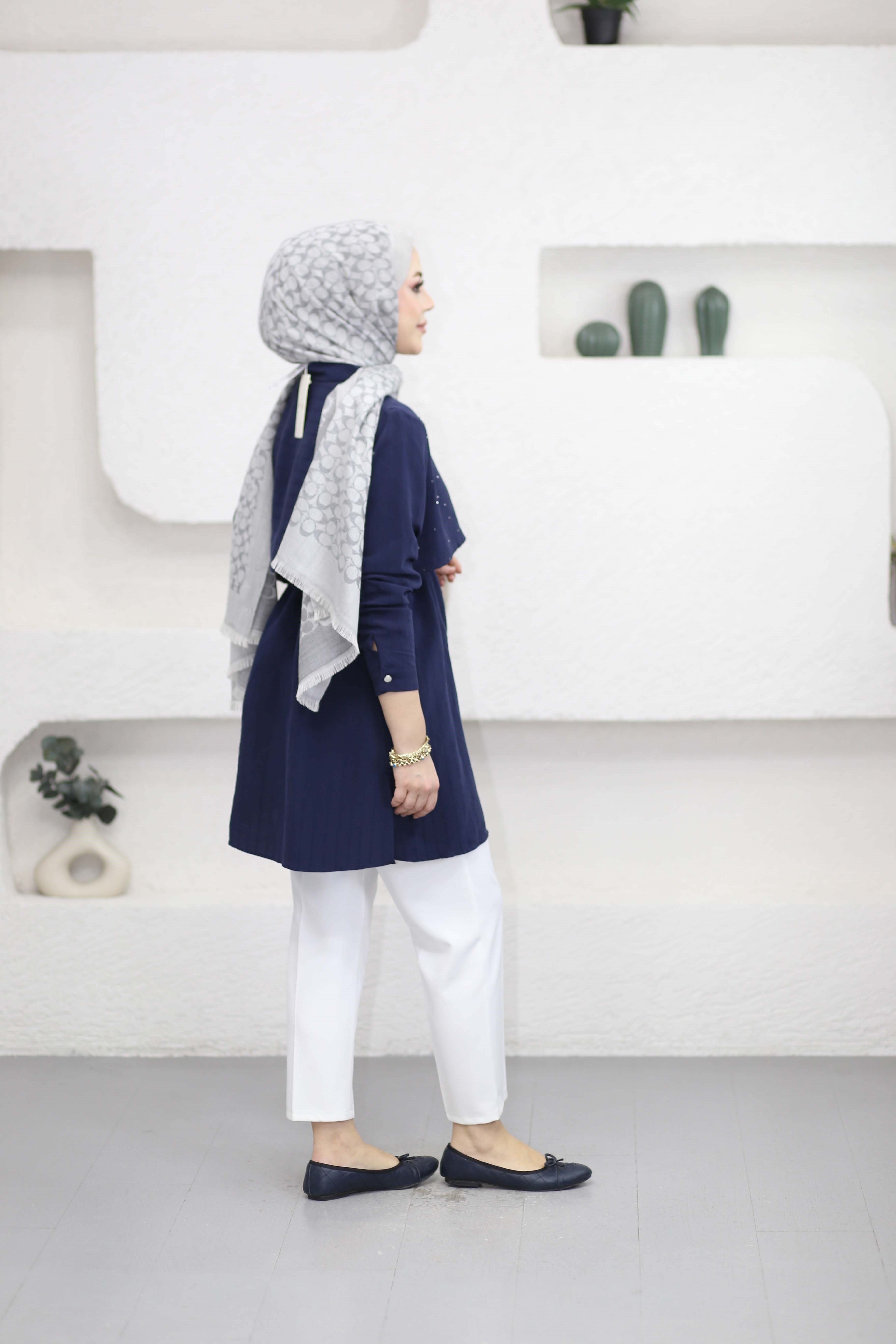 Allerli Taşlı Napoli Tunik Lacivert 2138