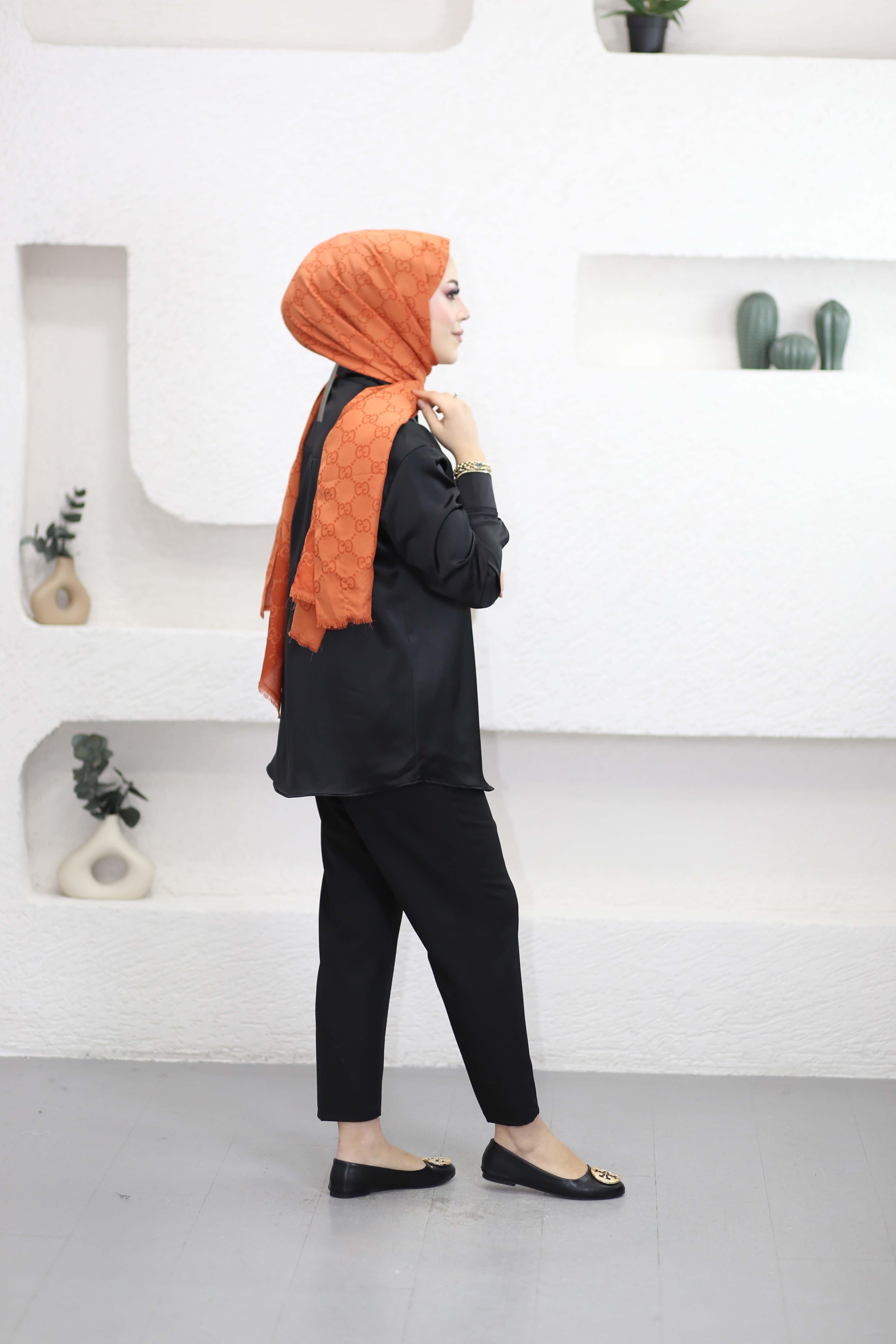 Oversize Saten Gömlek Siyah 2749