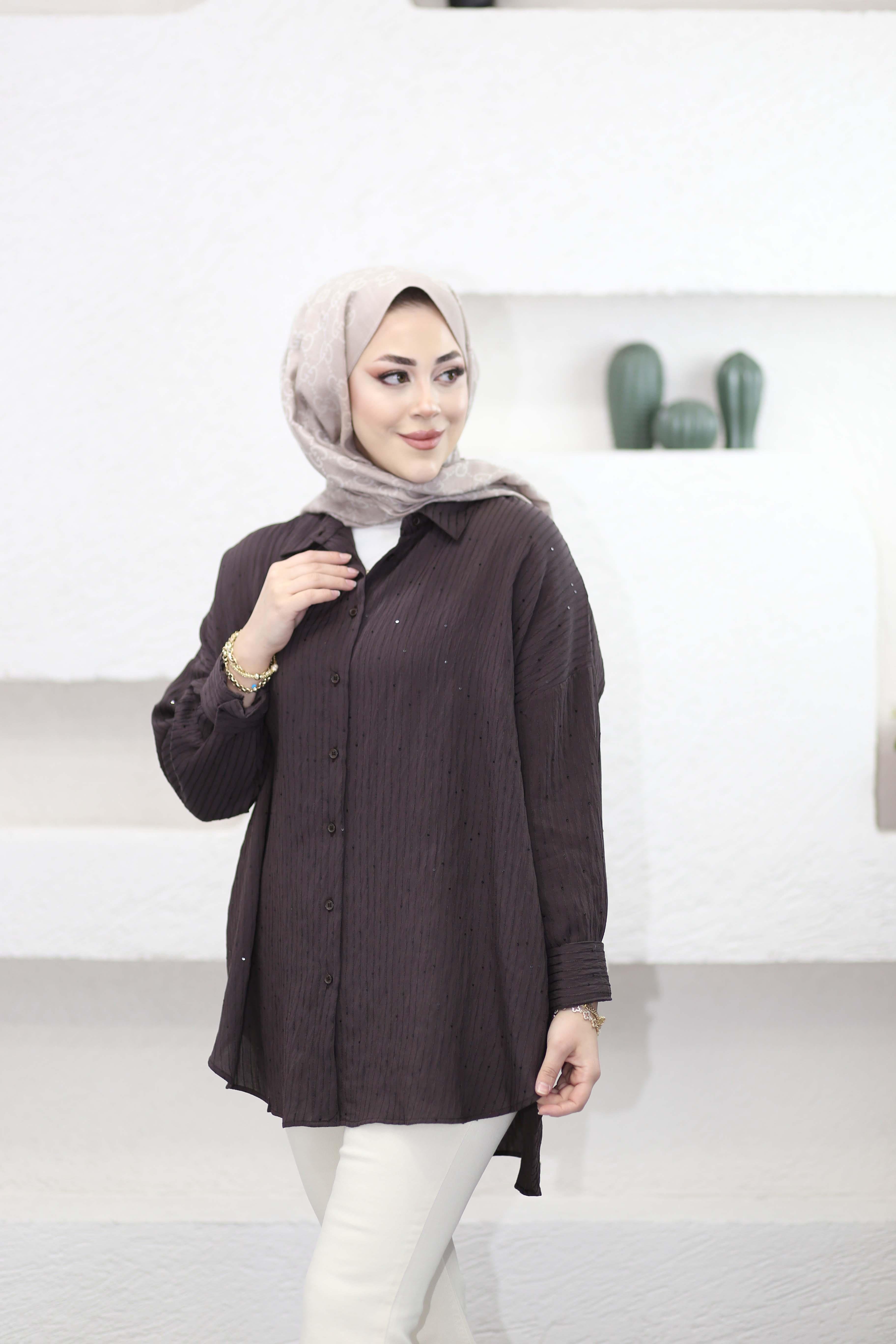 Pul Detaylı Gömlek Kahverengi 3344