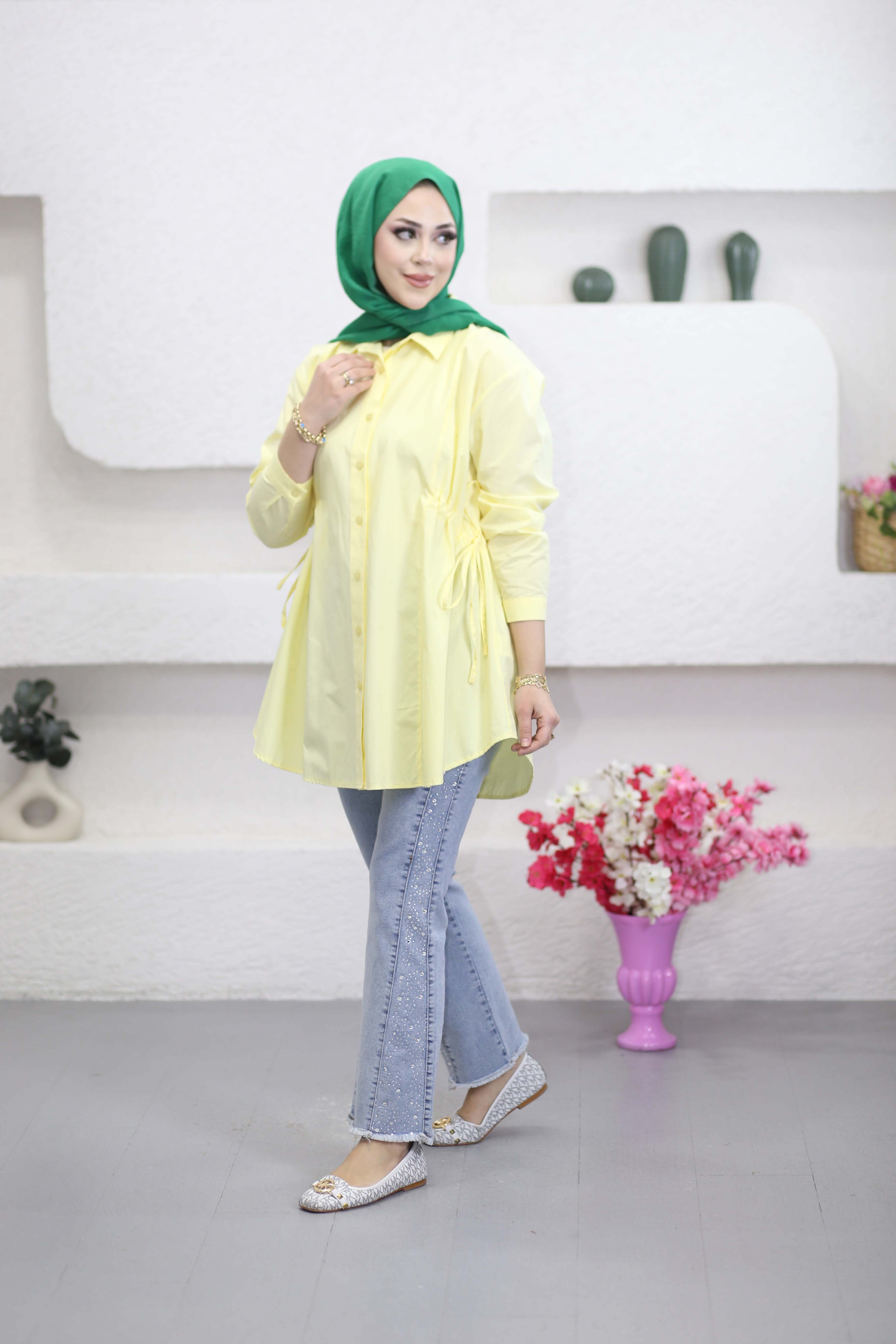 Beli Tünelli Gömlek Sarı 4673