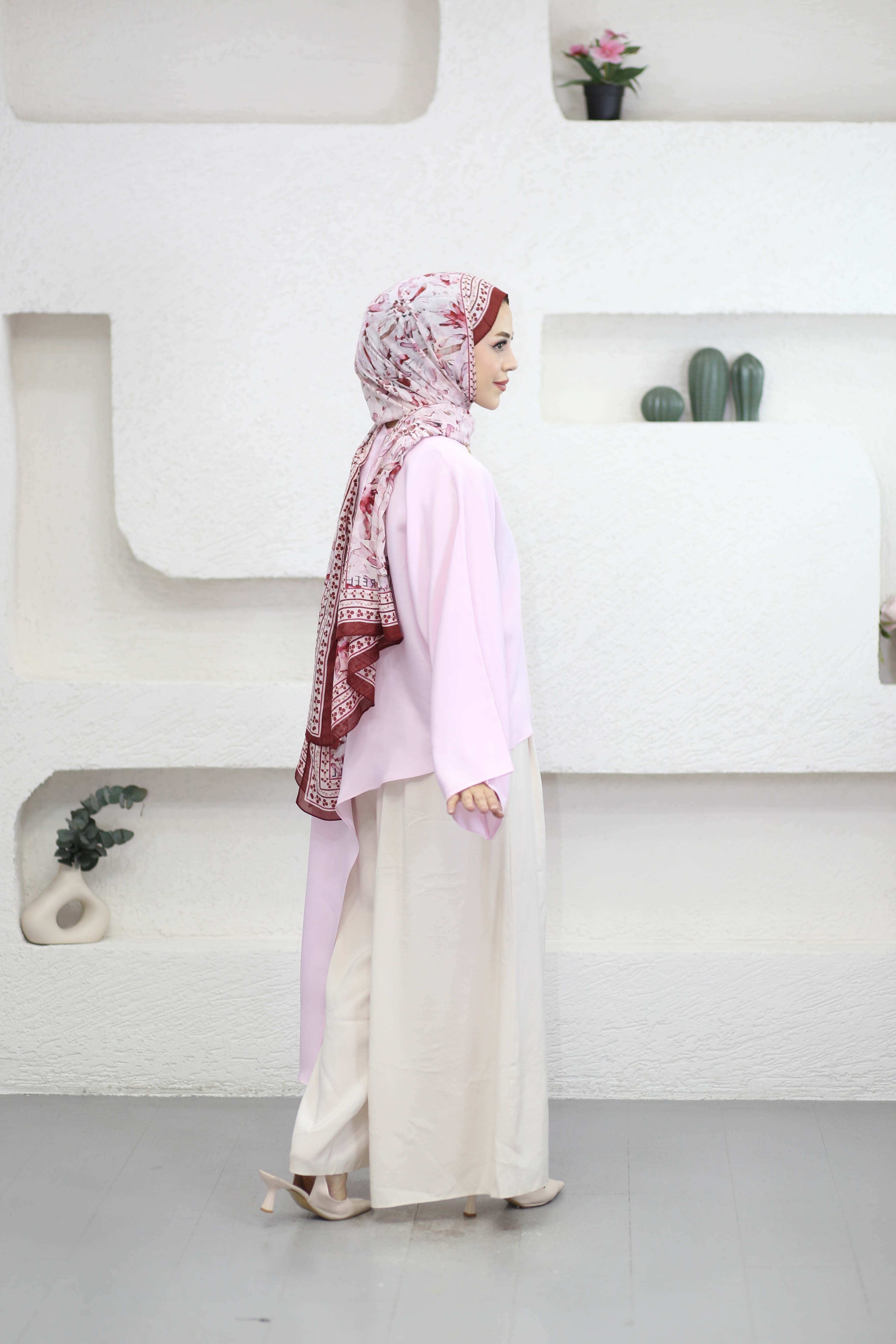 İspanyol Kol Asimetrik Tunik Pembe 2276