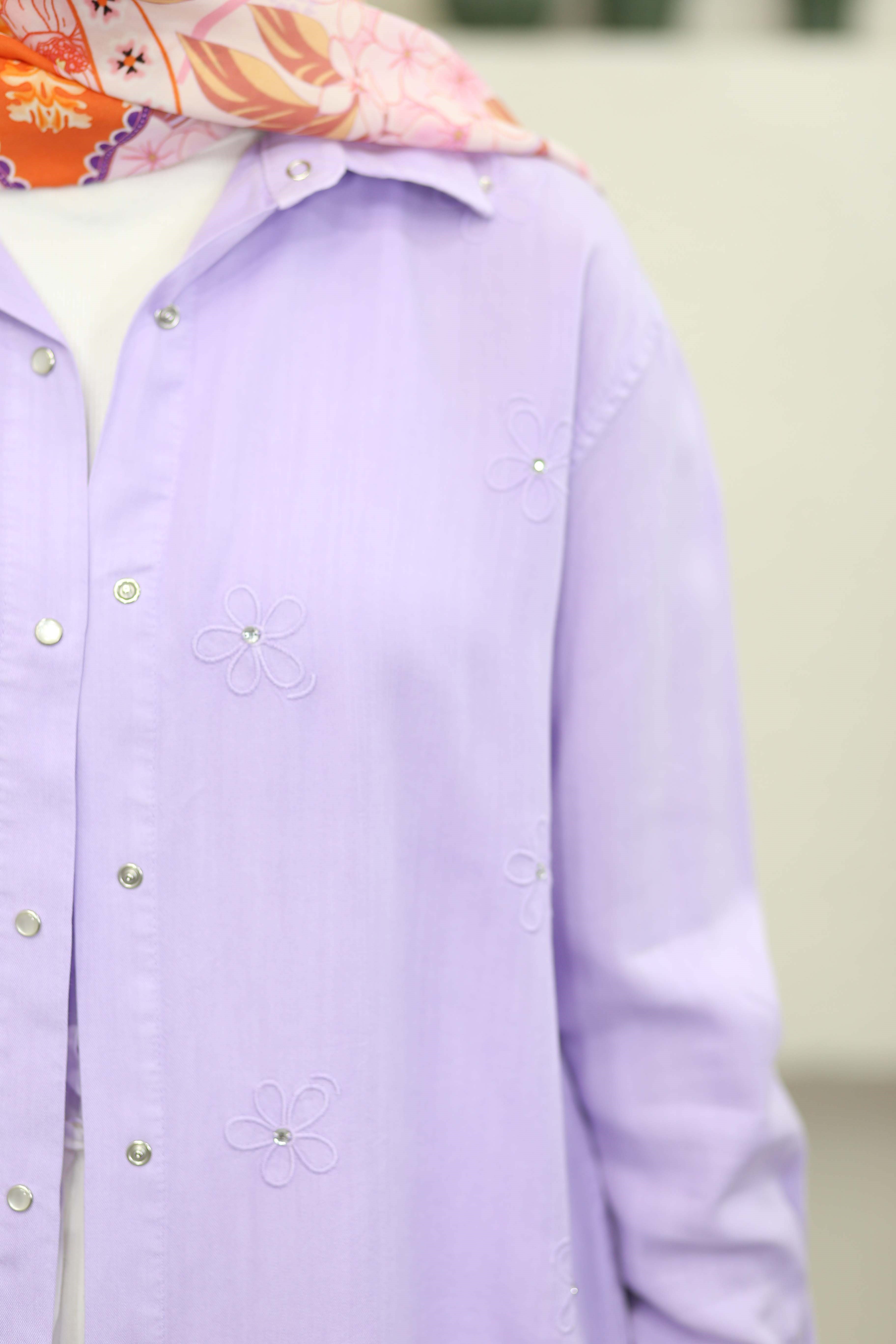 Papatya Tencel Gömlek Lila 7418