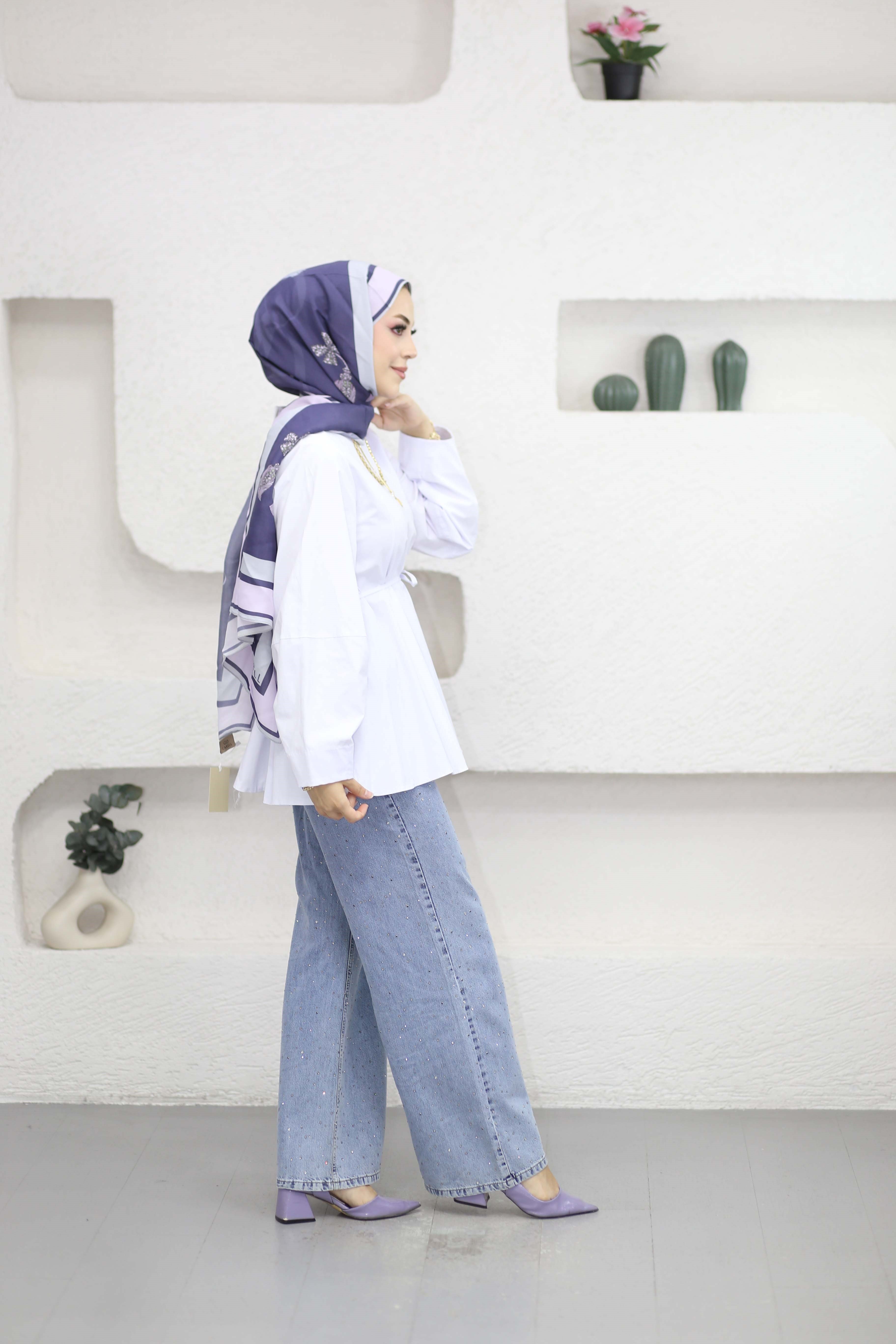 Balon Kol Tunik Beyaz 1367
