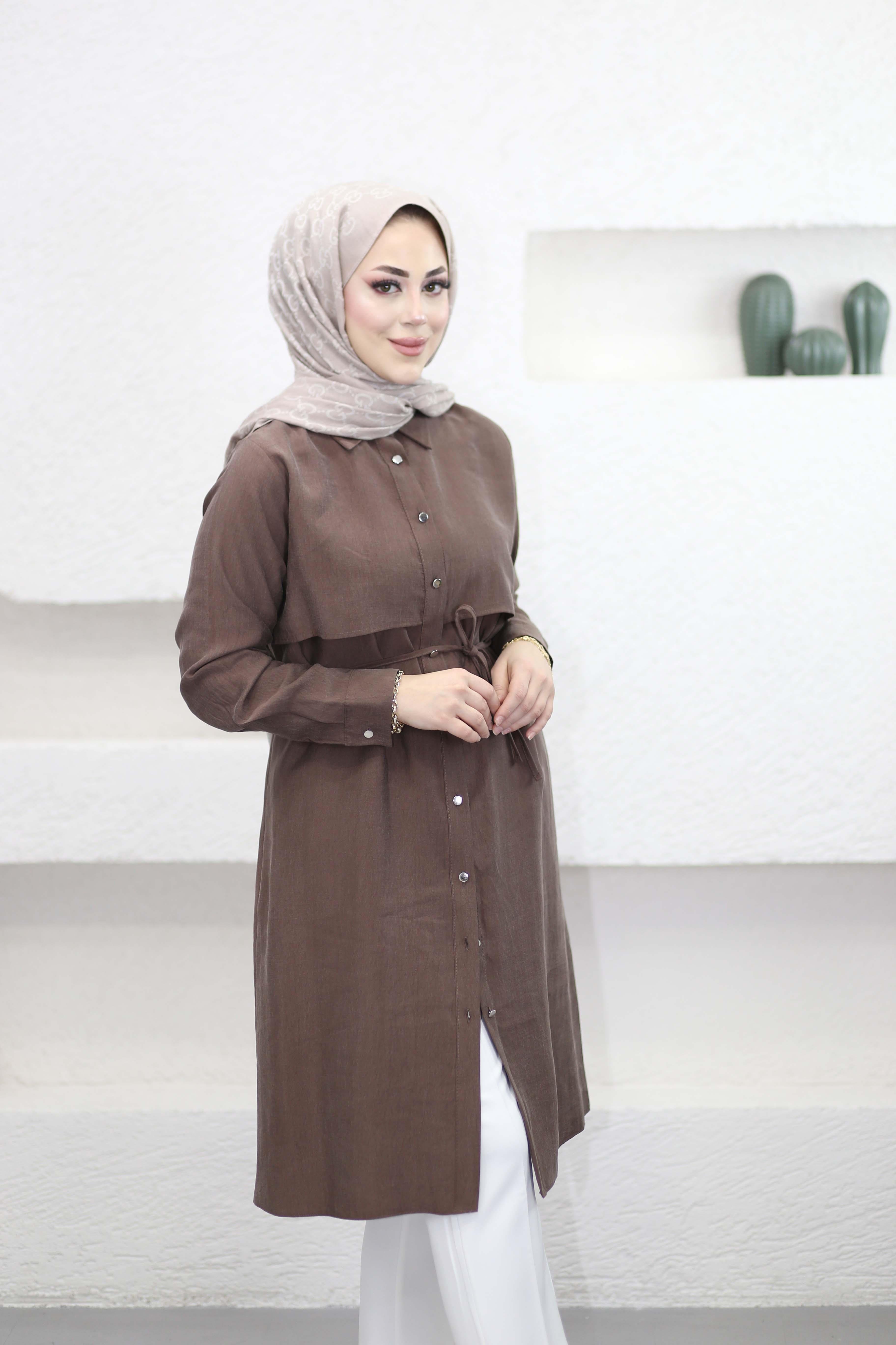 Önü Allerli Twist Tunik Kahverengi 2104
