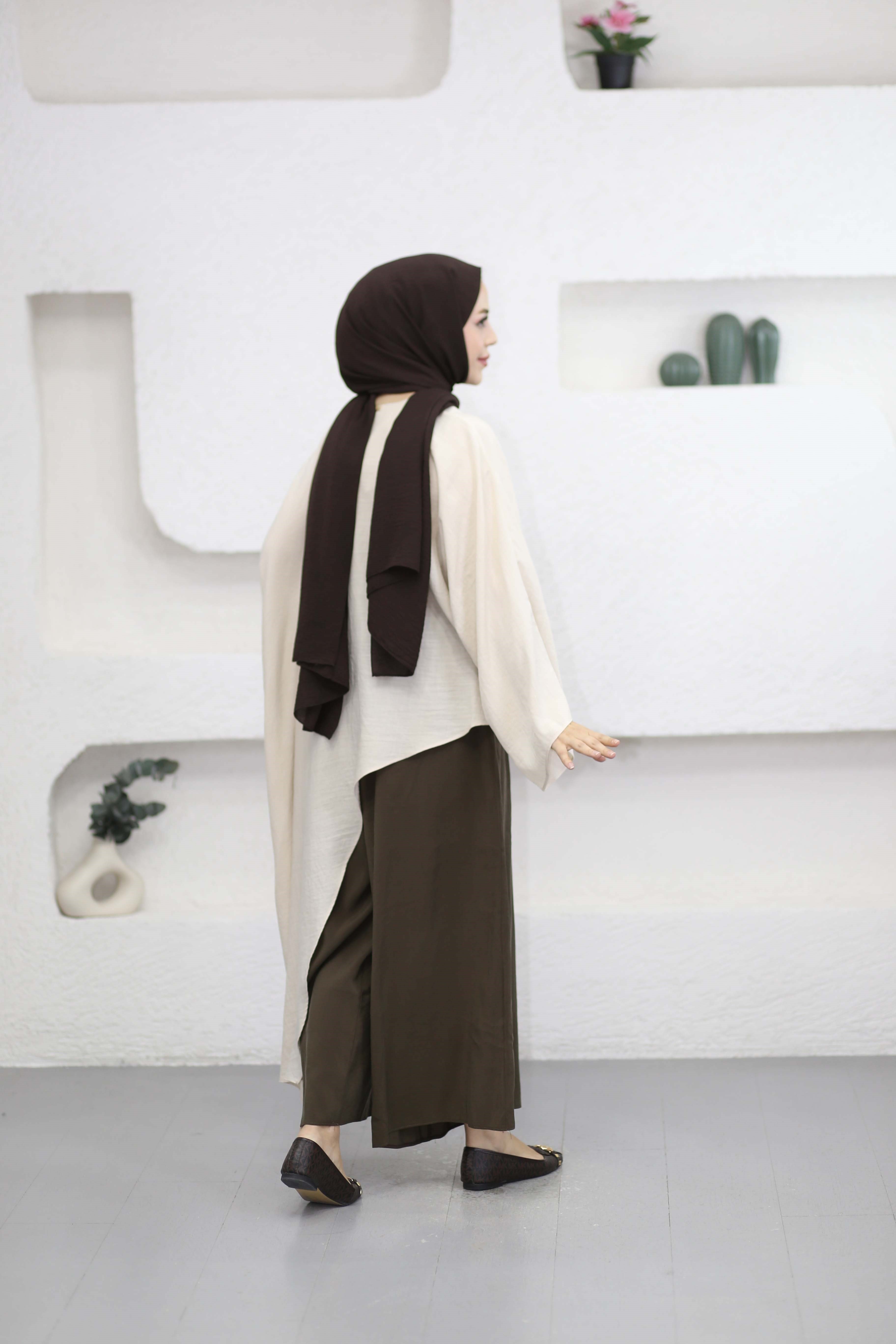 İspanyol Kol Asimetrik Tunik Bej 2276