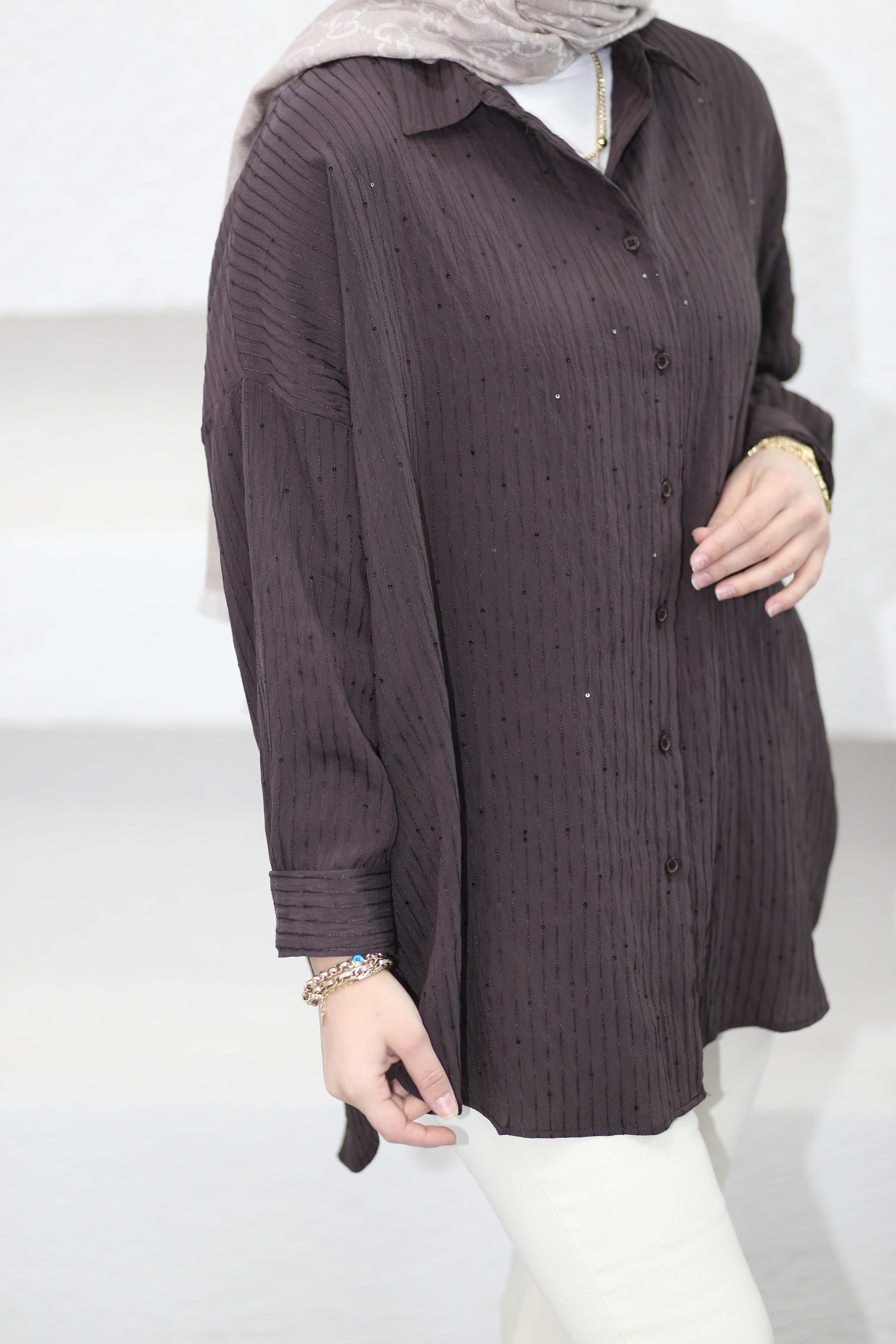 Pul Detaylı Gömlek Kahverengi 3344