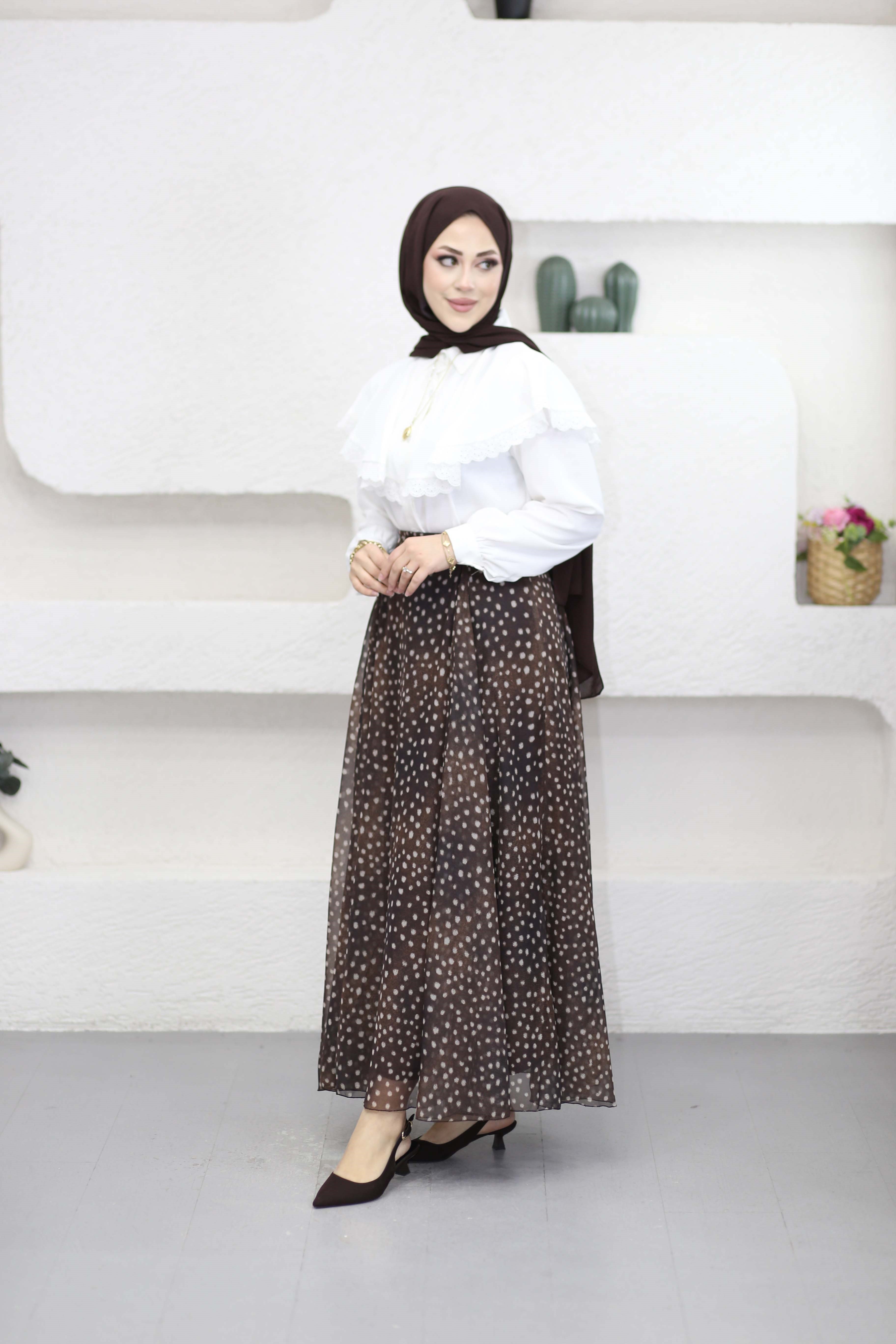 Şal Dantel Detaylı Gömlek Beyaz 2023