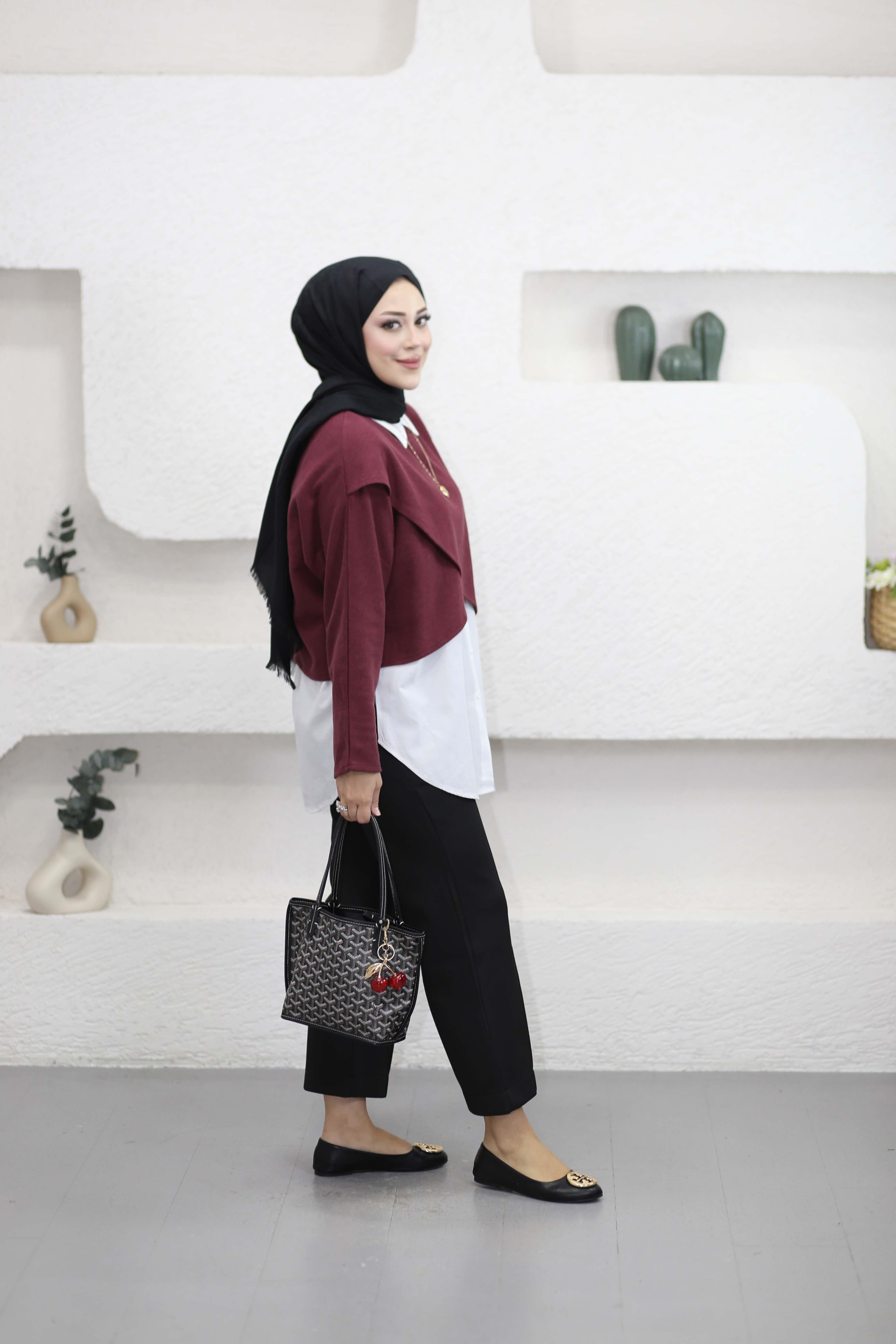 Gömlekli Tunik Bordo 3193