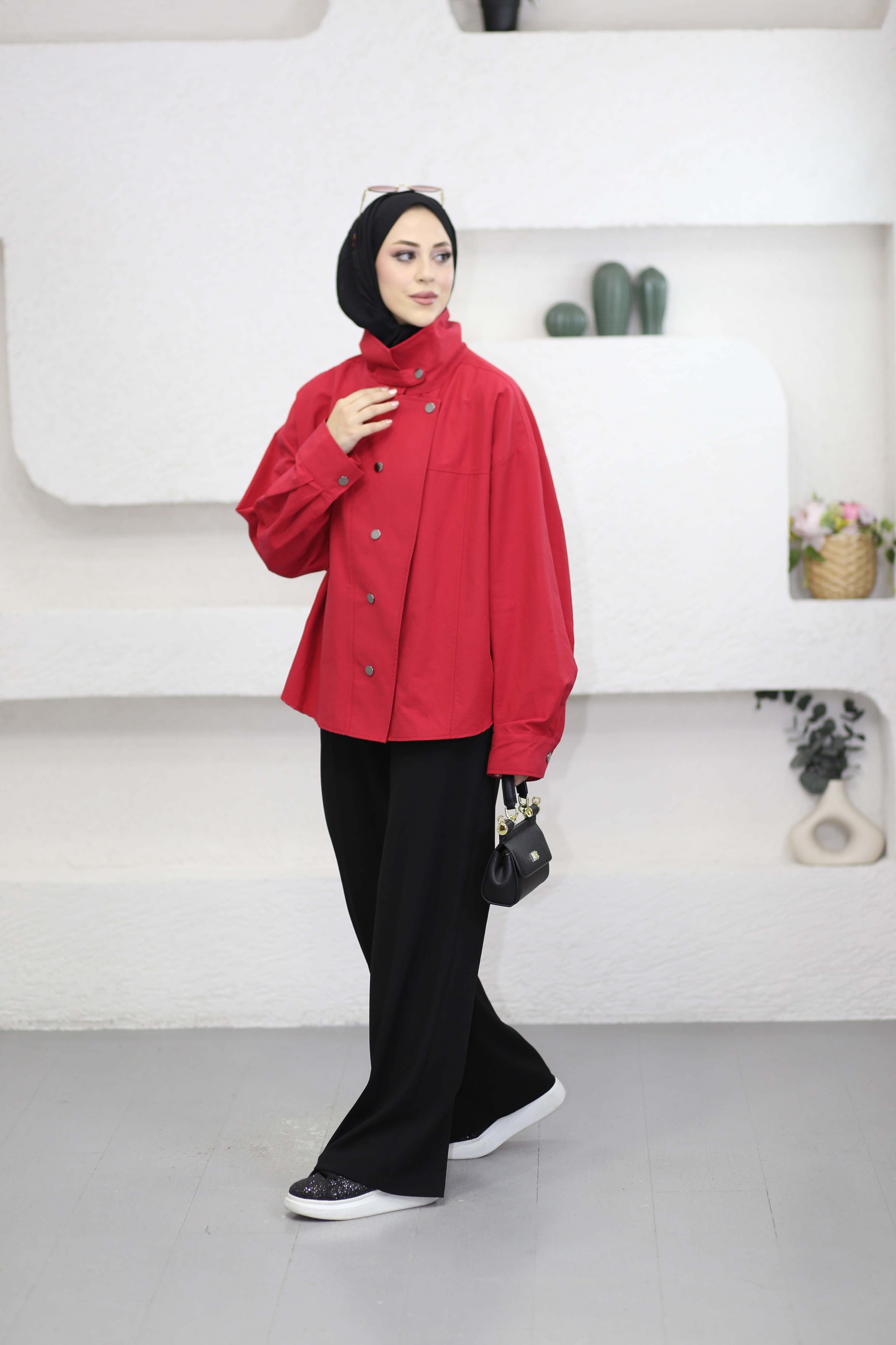 Çıtçıtlı Gömlek Kırmızı 5131