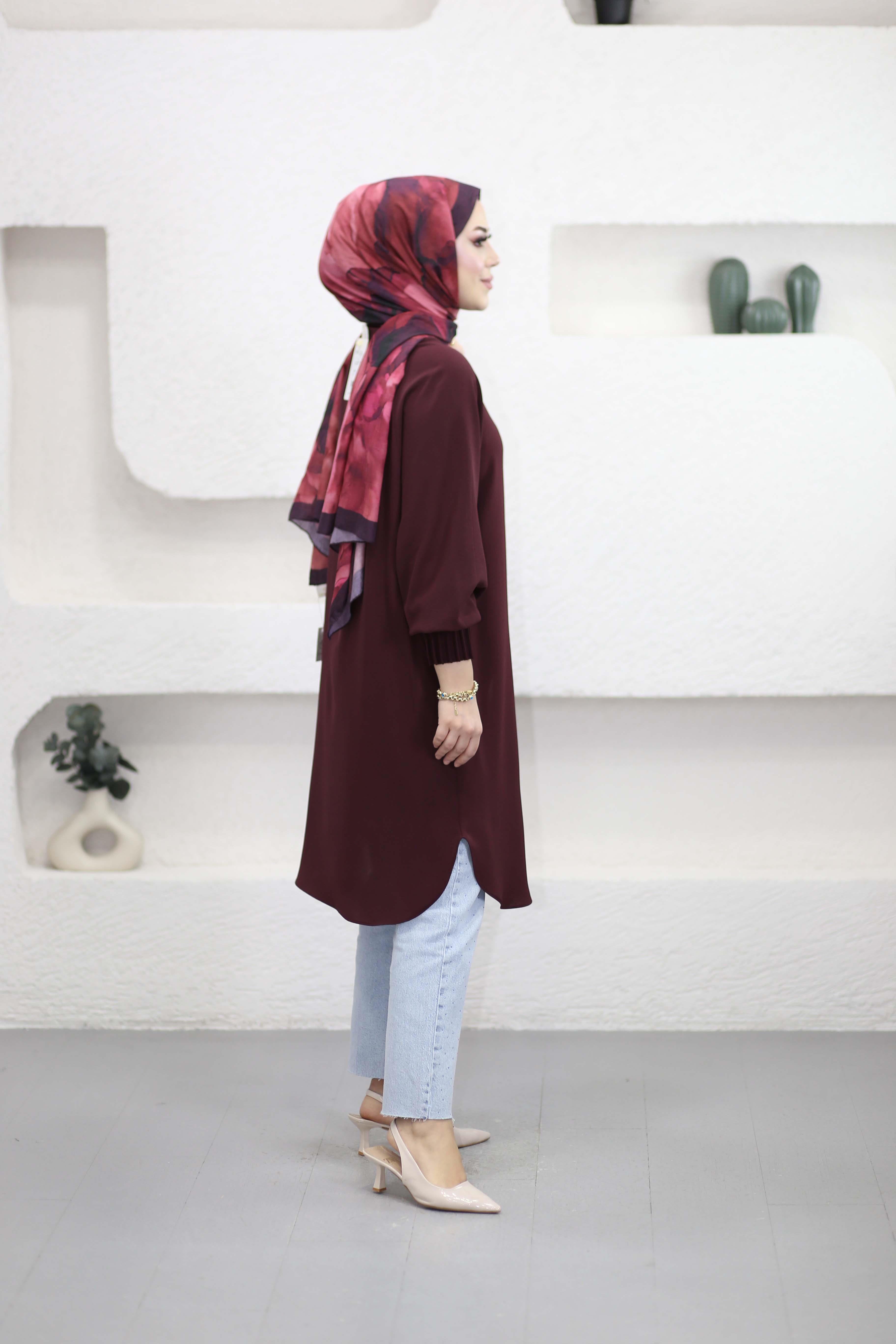 Kolları Nervüllü Tunik Bordo 1176
