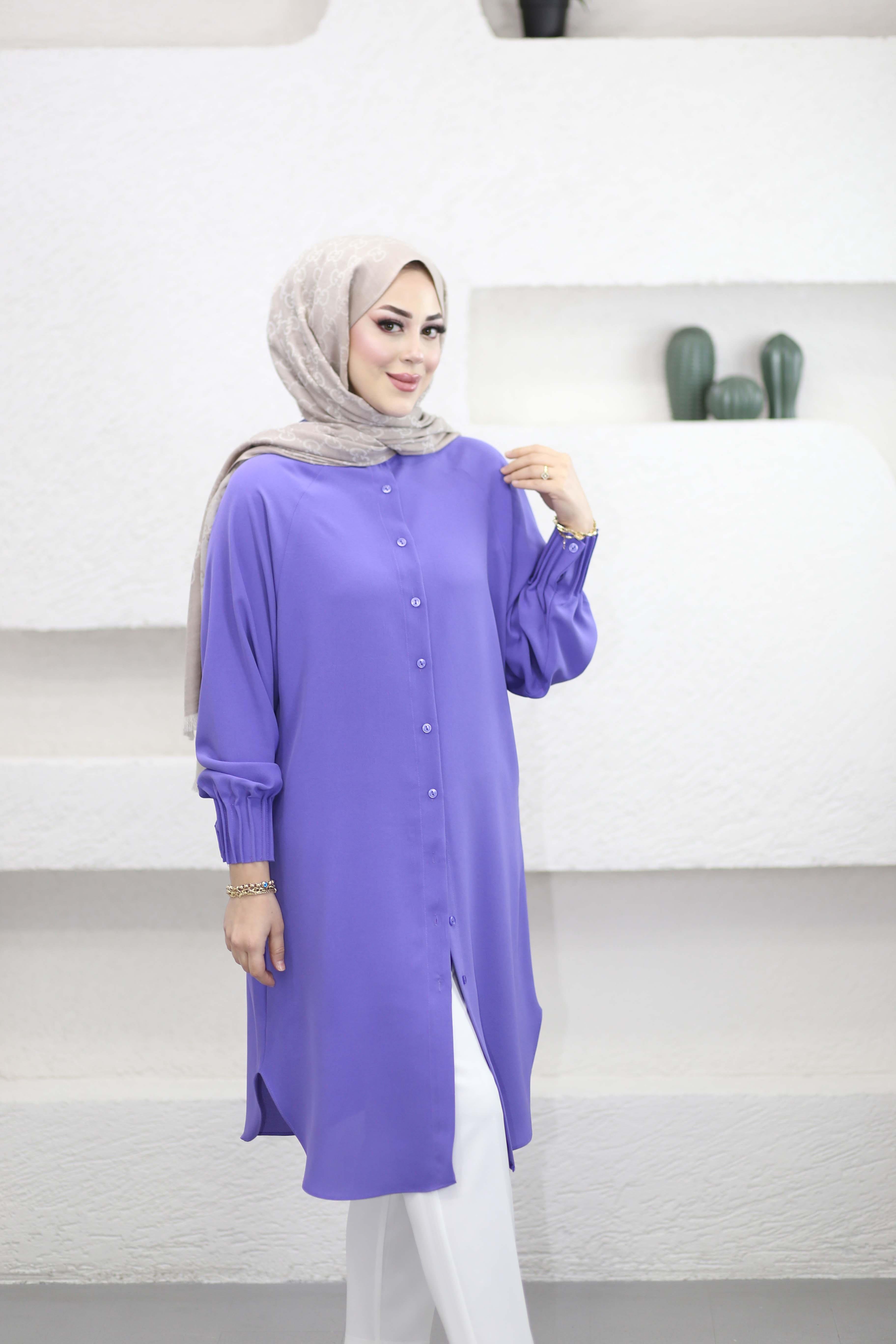 Kolları Nervüllü Tunik Mor 1176