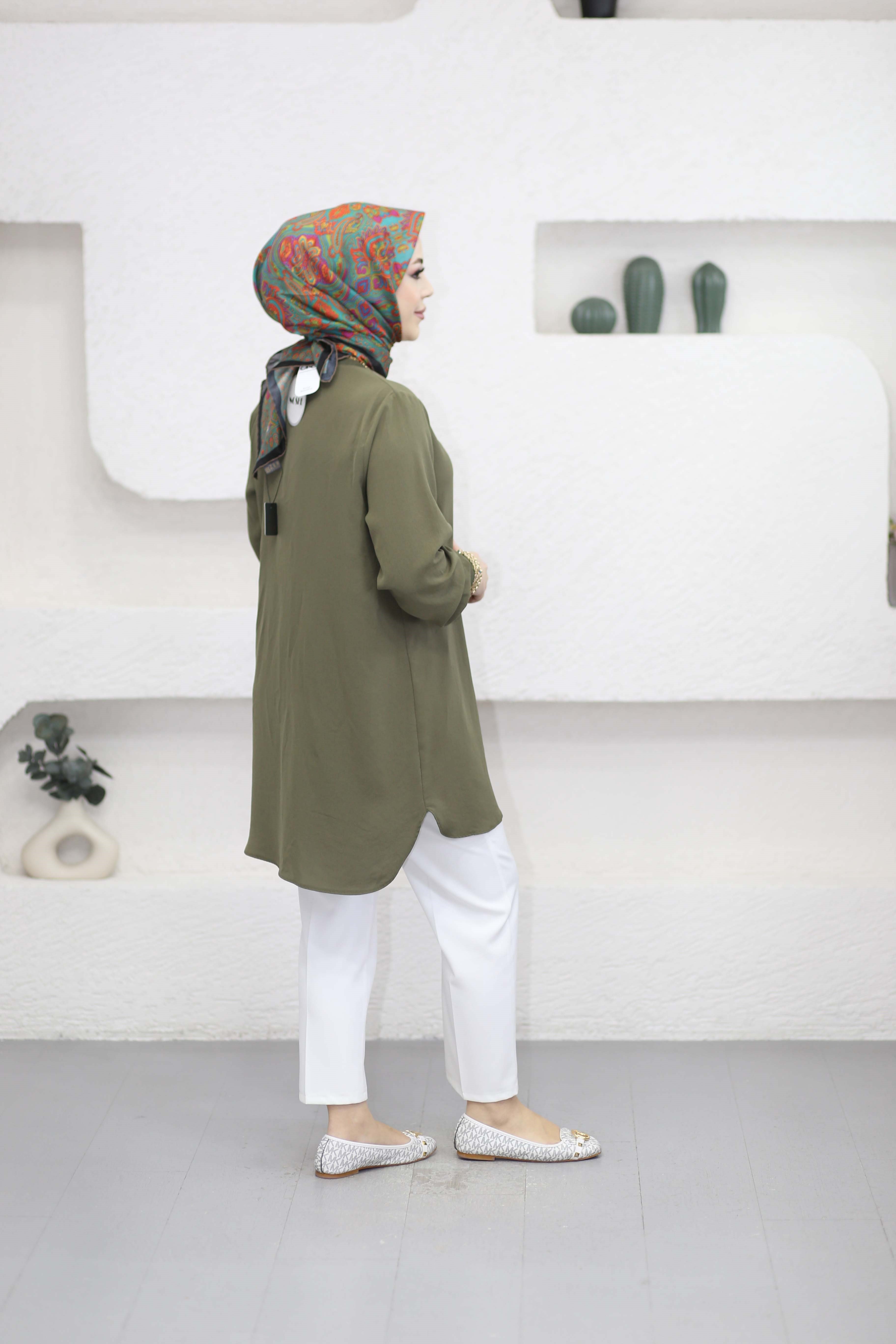 Basıc Krep Tunik Haki 4401