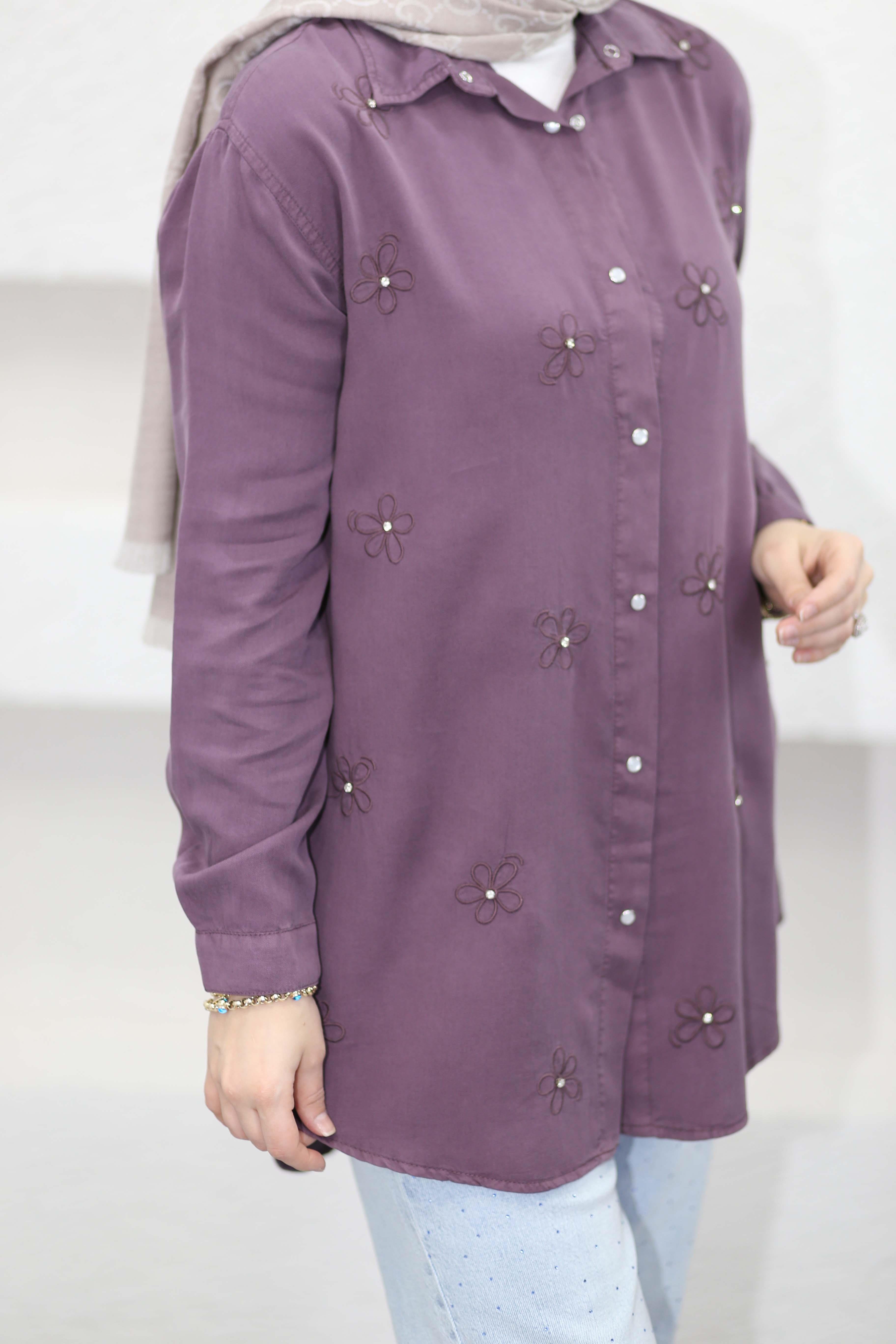 Papatya Tencel Gömlek Mürdüm 7418