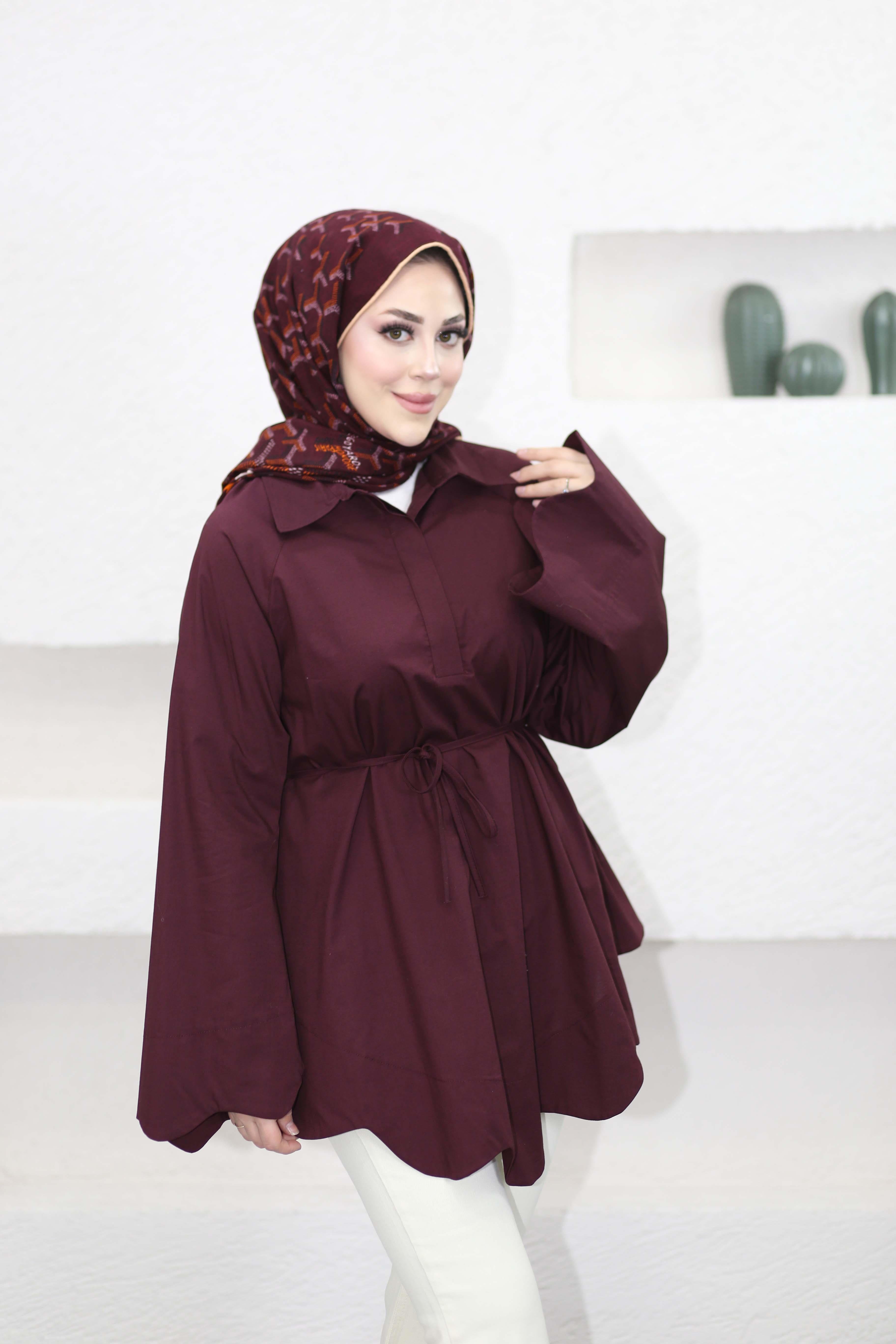 Rael Belden Bağlamalı Gömlek Bordo 601