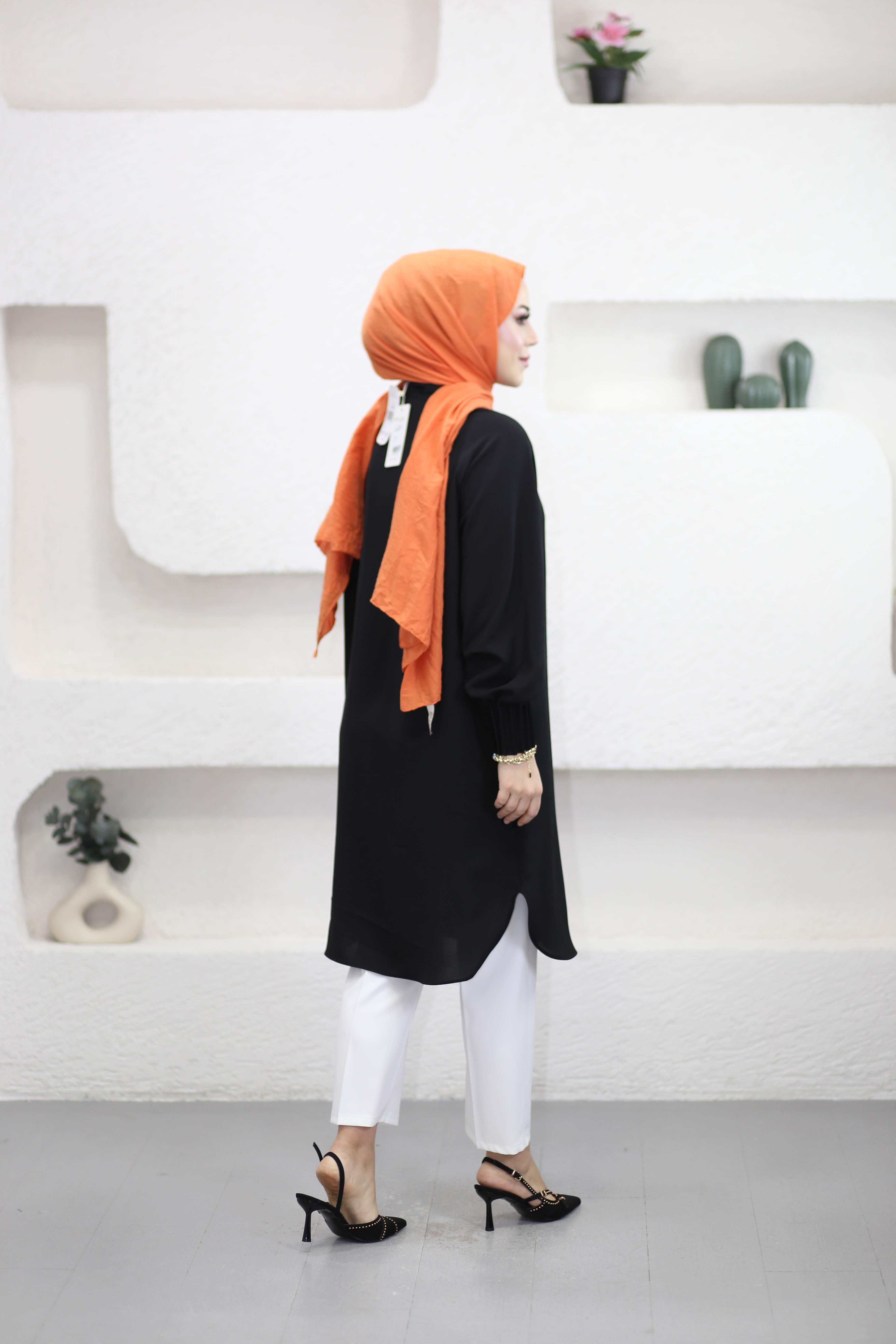 Kolları Nervüllü Tunik Siyah 1176