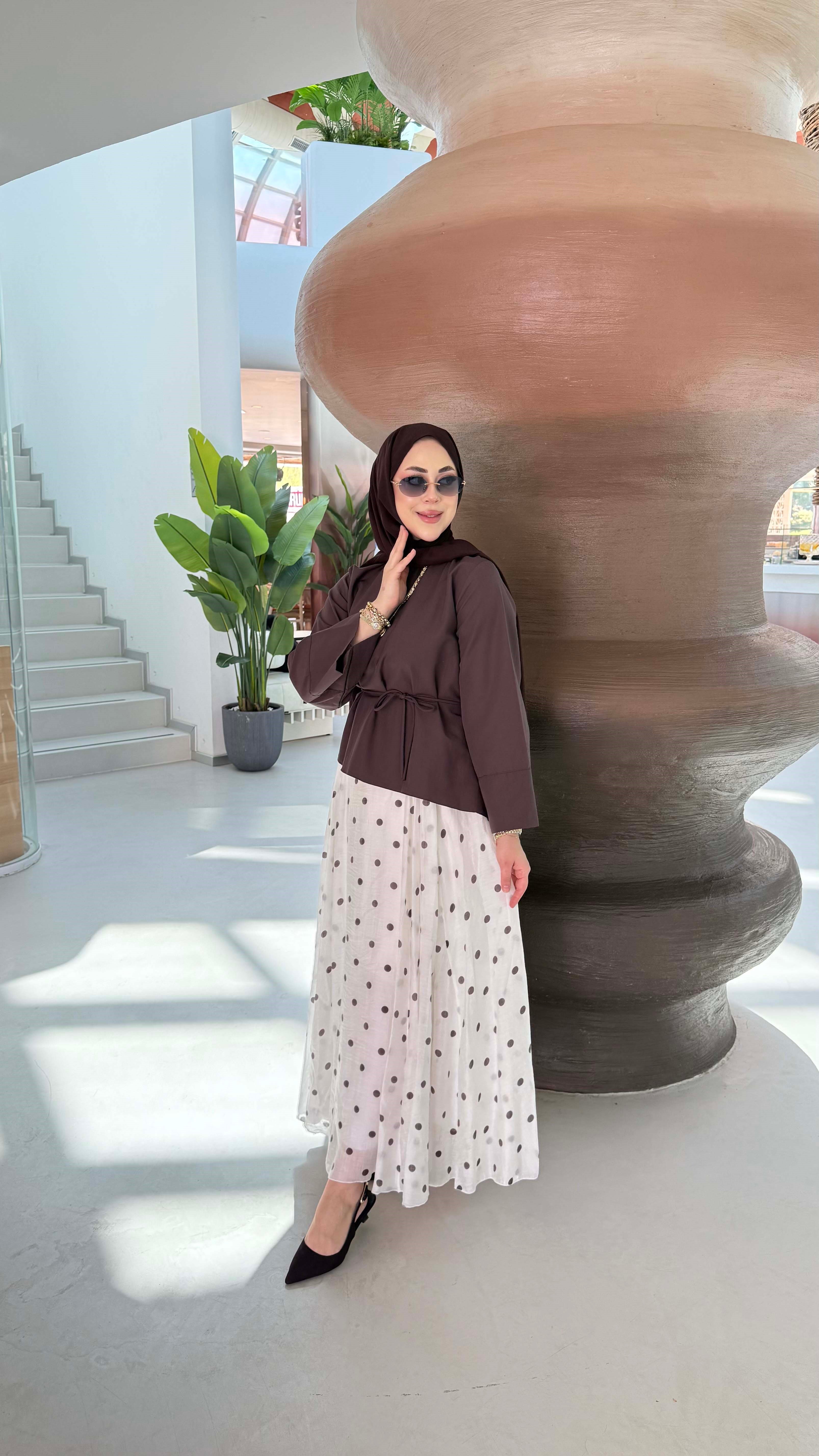 Asimetrik Kesim Gömlek Kahverengi 5266