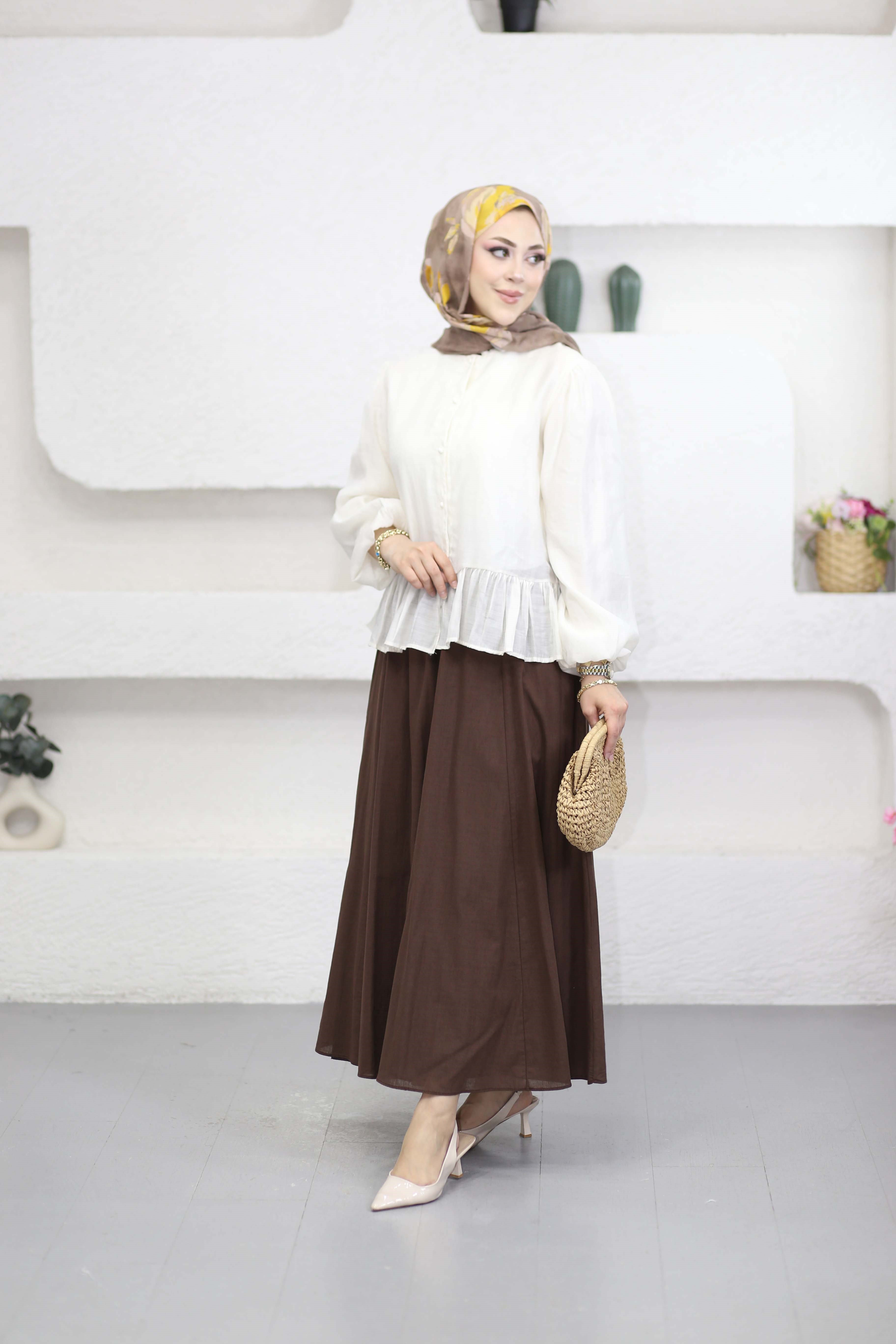 Fırfır Detaylı Tunik Krem 2228