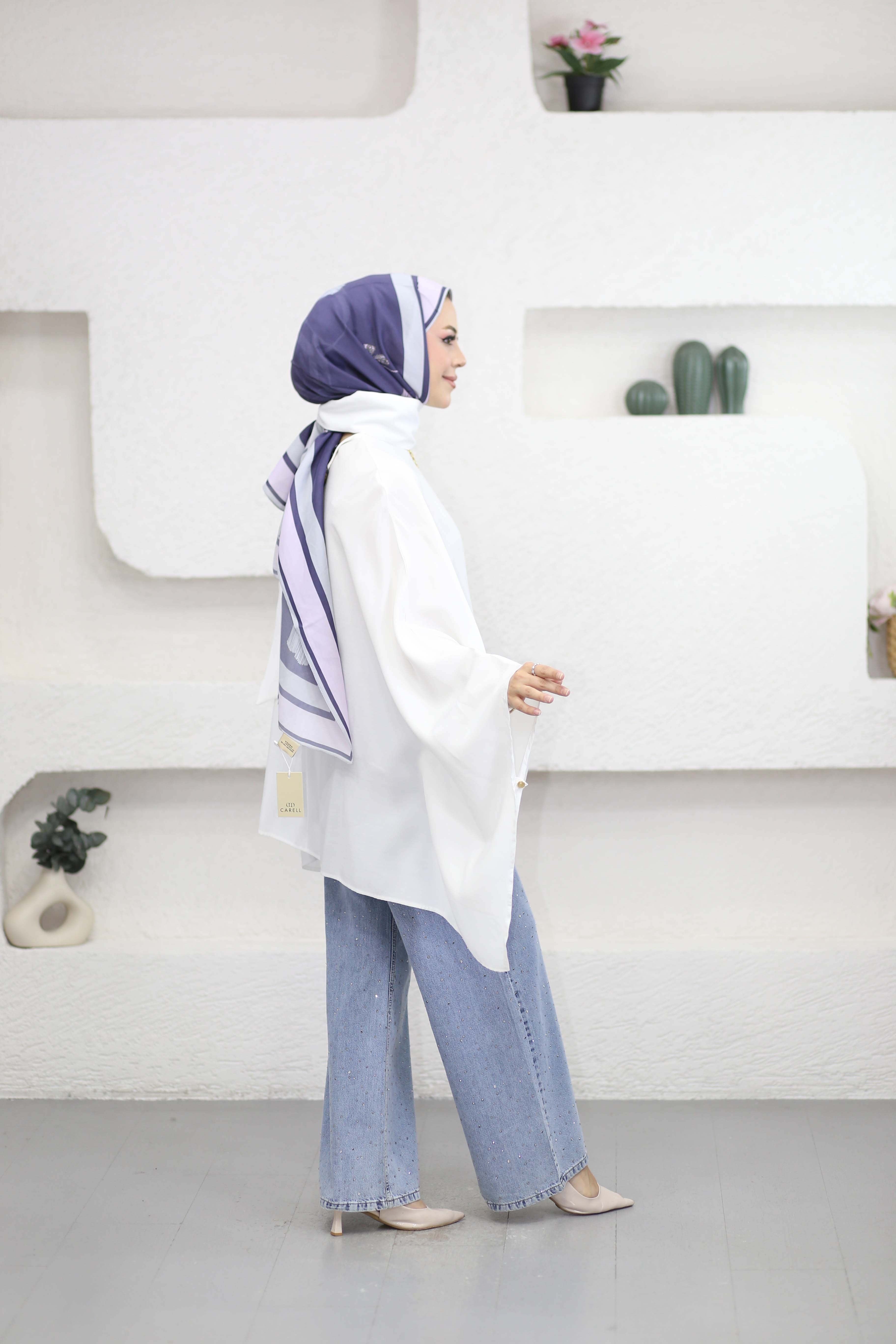 Yarasa Kol Şal Detaylı Bluz Beyaz 2268