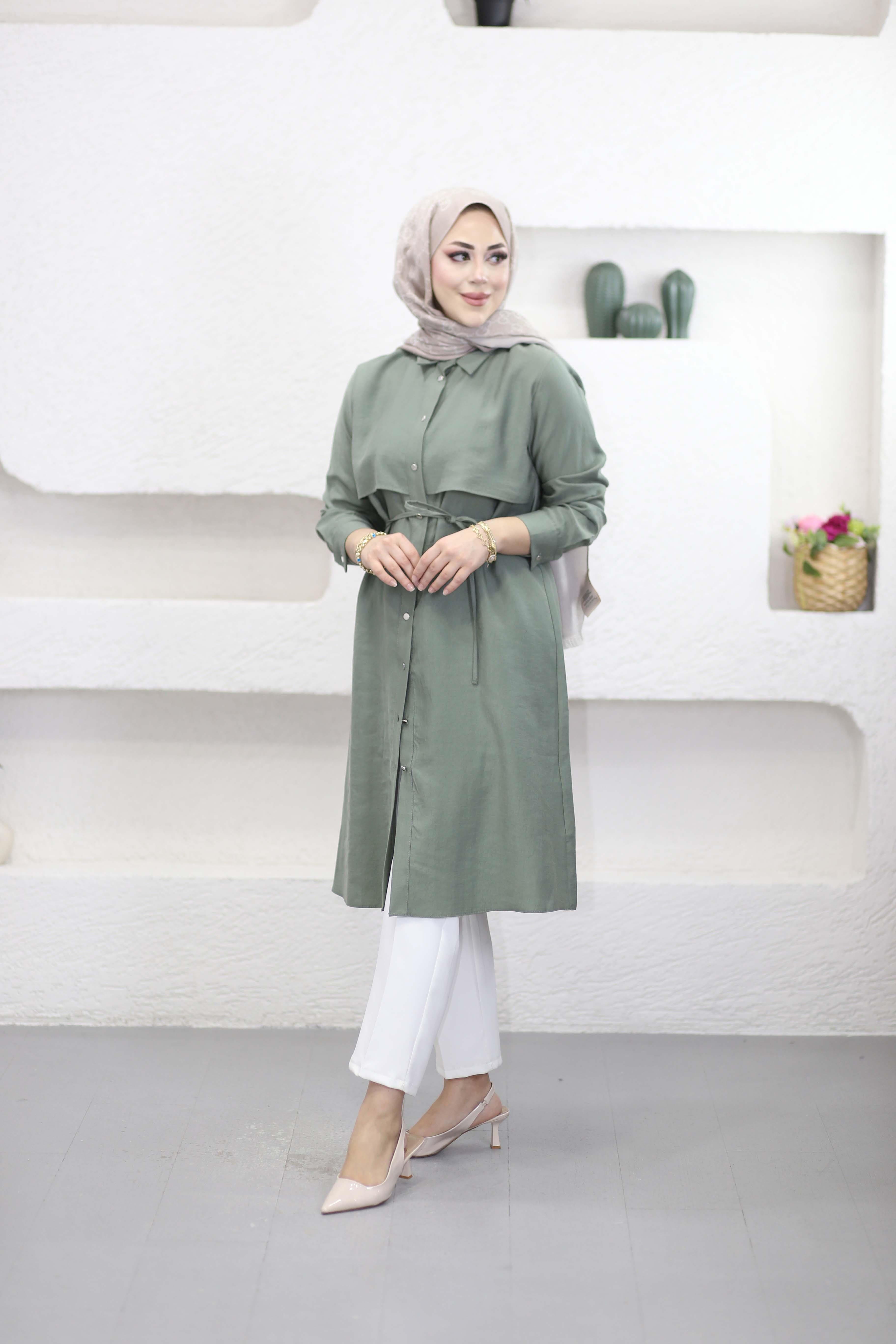 Önü Allerli Twist Tunik Çağla Yeşili 2104