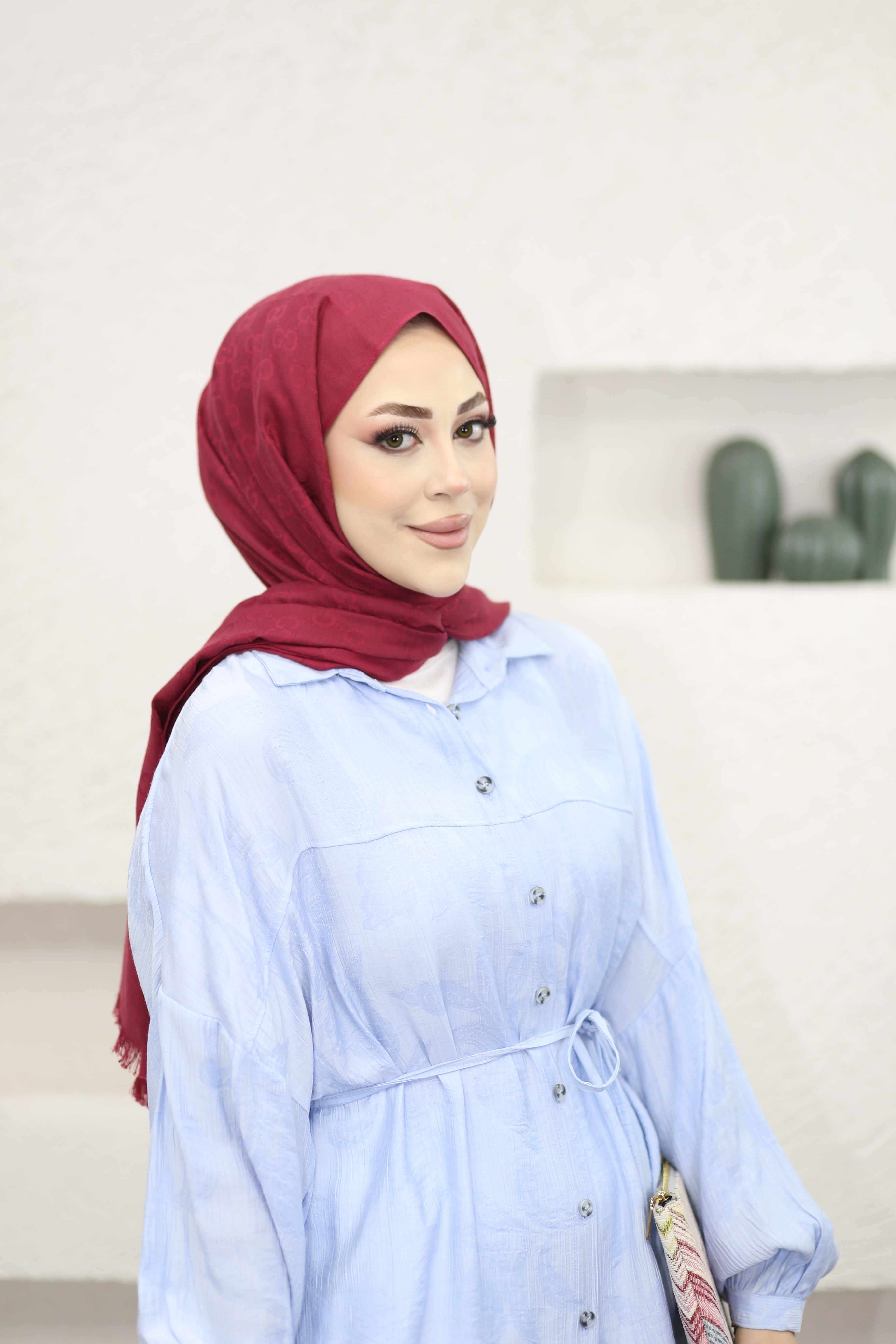 Kendinden Desenli Gömlek Bebe Mavi 5822