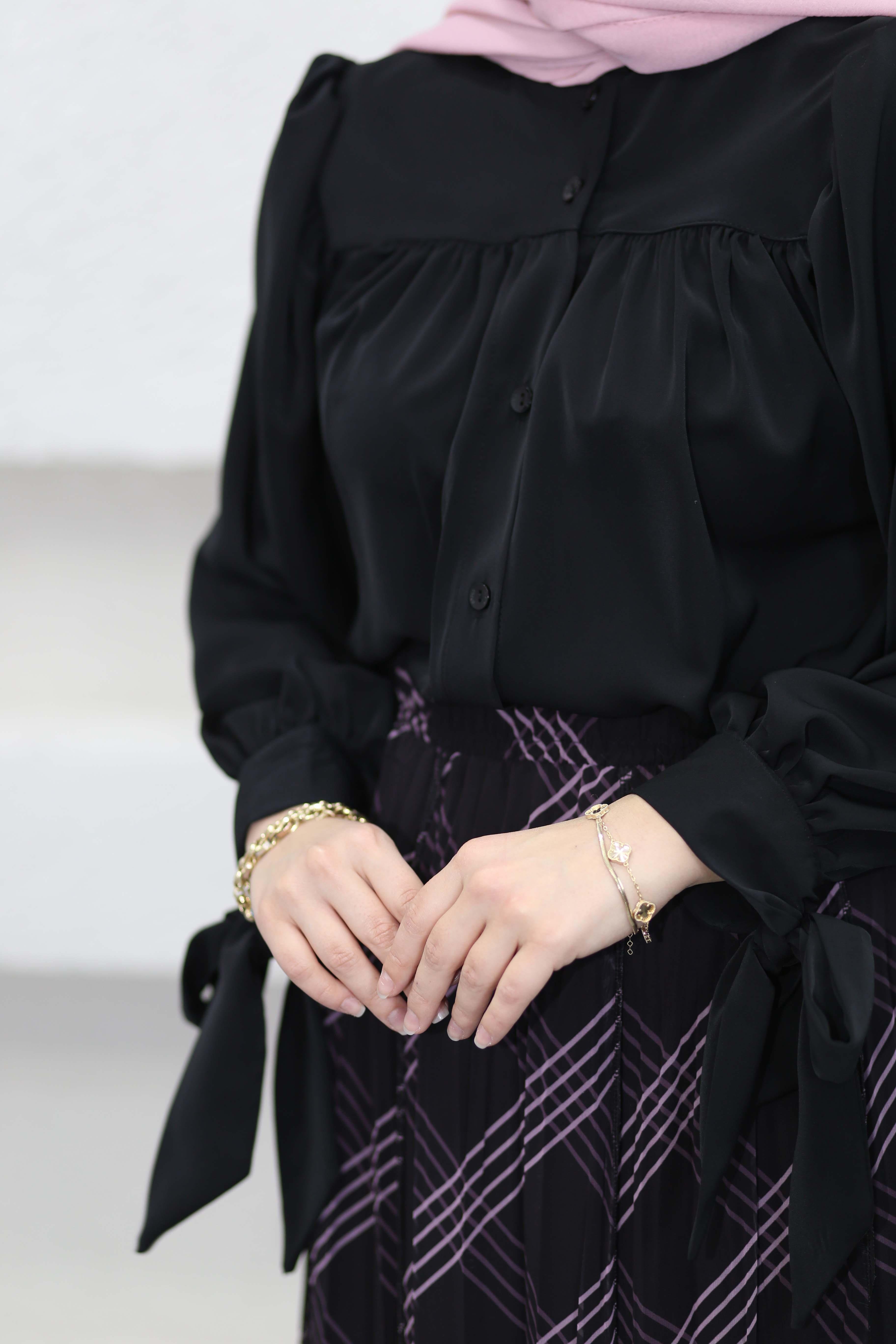 Kolu Bağlamalı Gömlek Siyah 2148