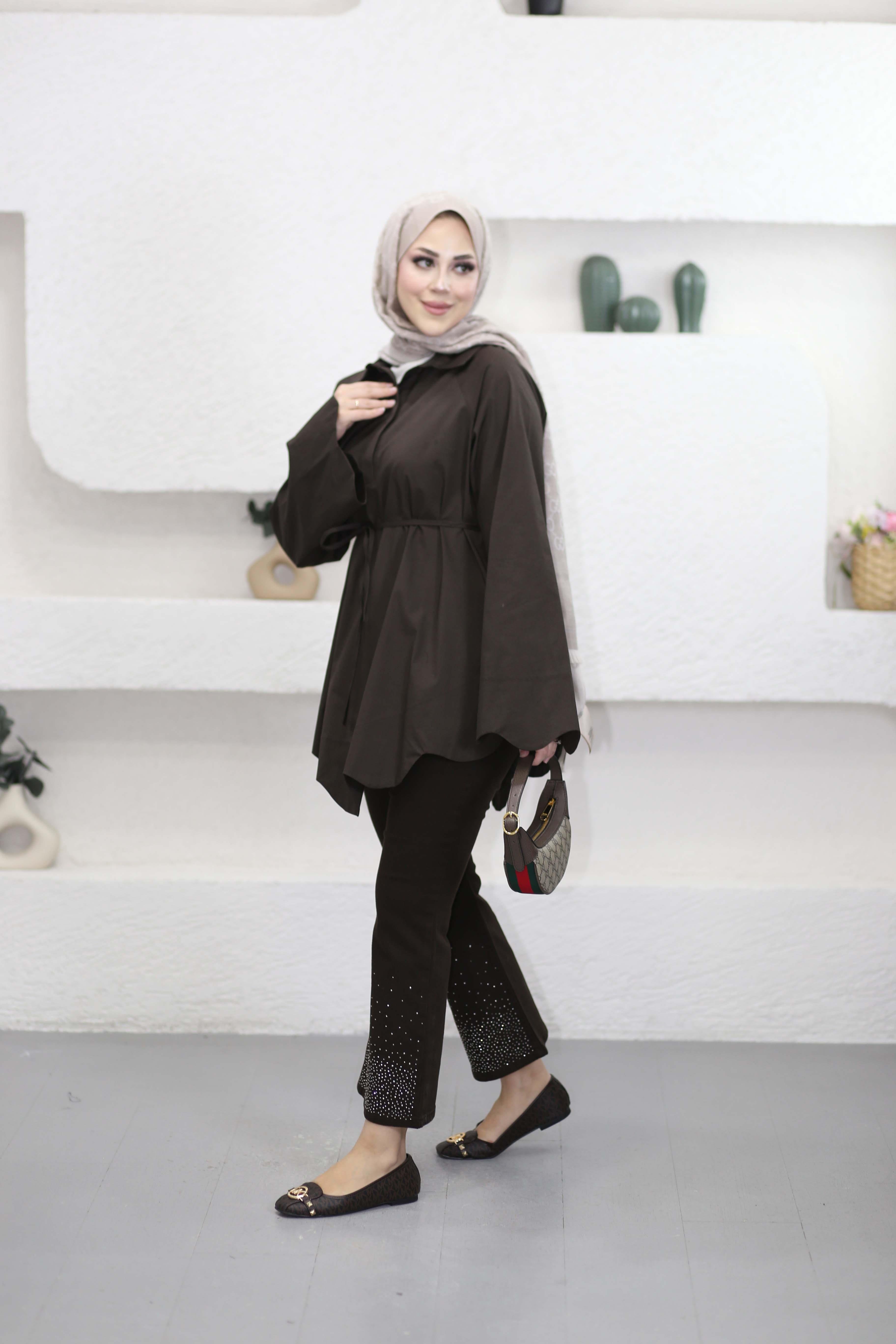 Rael Belden Bağlamalı Gömlek Kahverengi 601