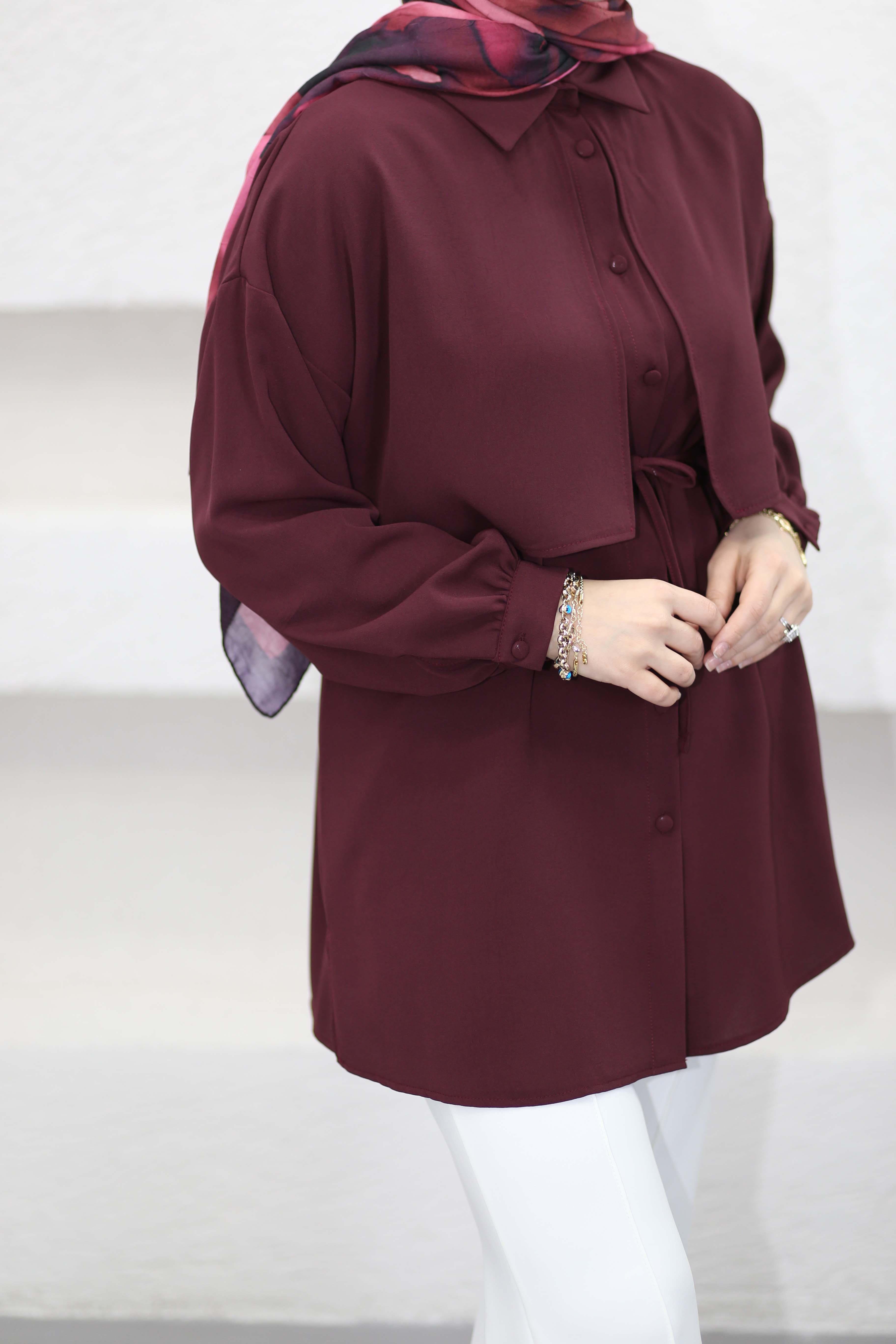 Önü Allerli Linda Tunik Bordo 1869