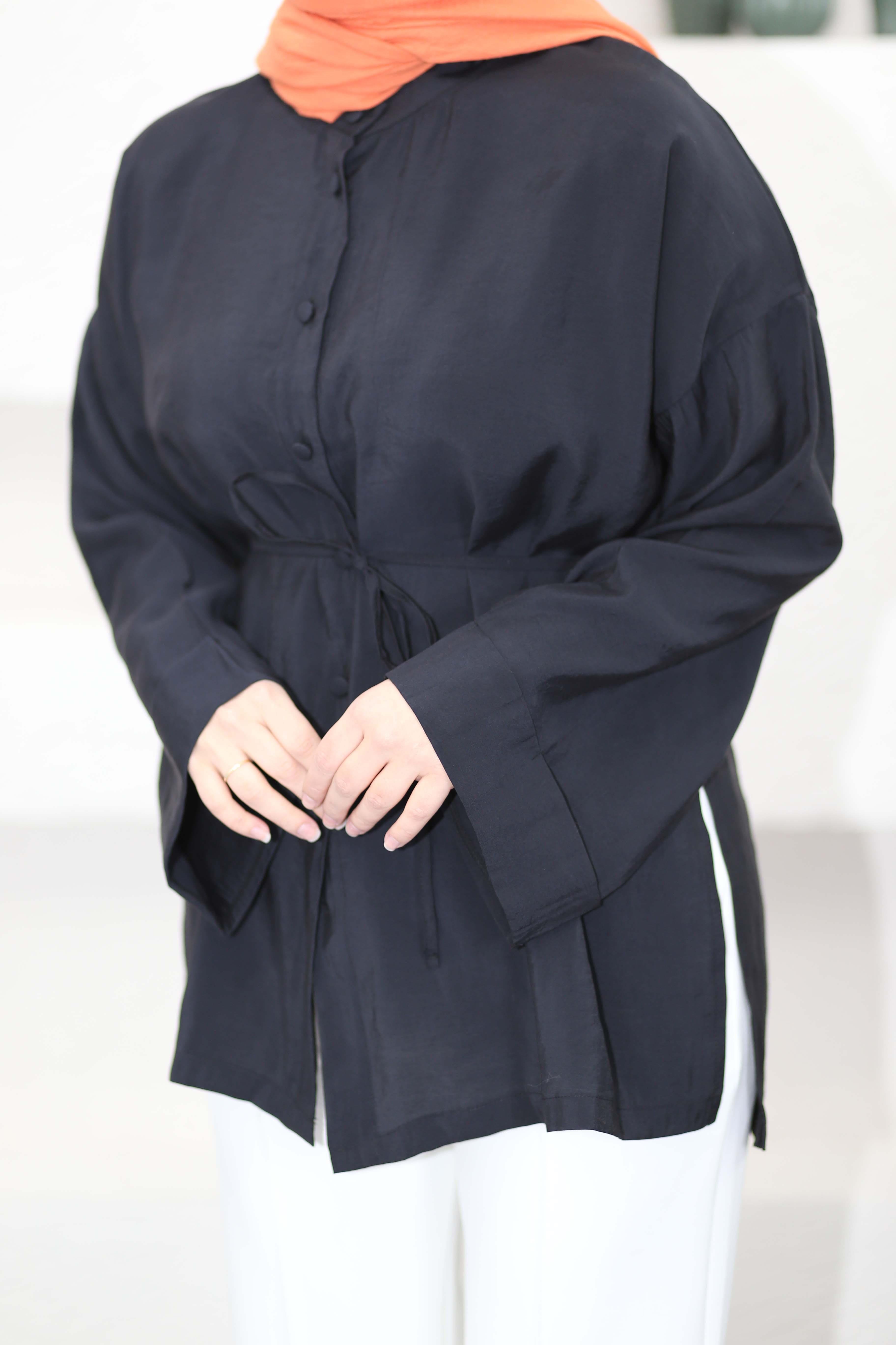 Dublekol Yırtmaçlı Gömlek Siyah 3220