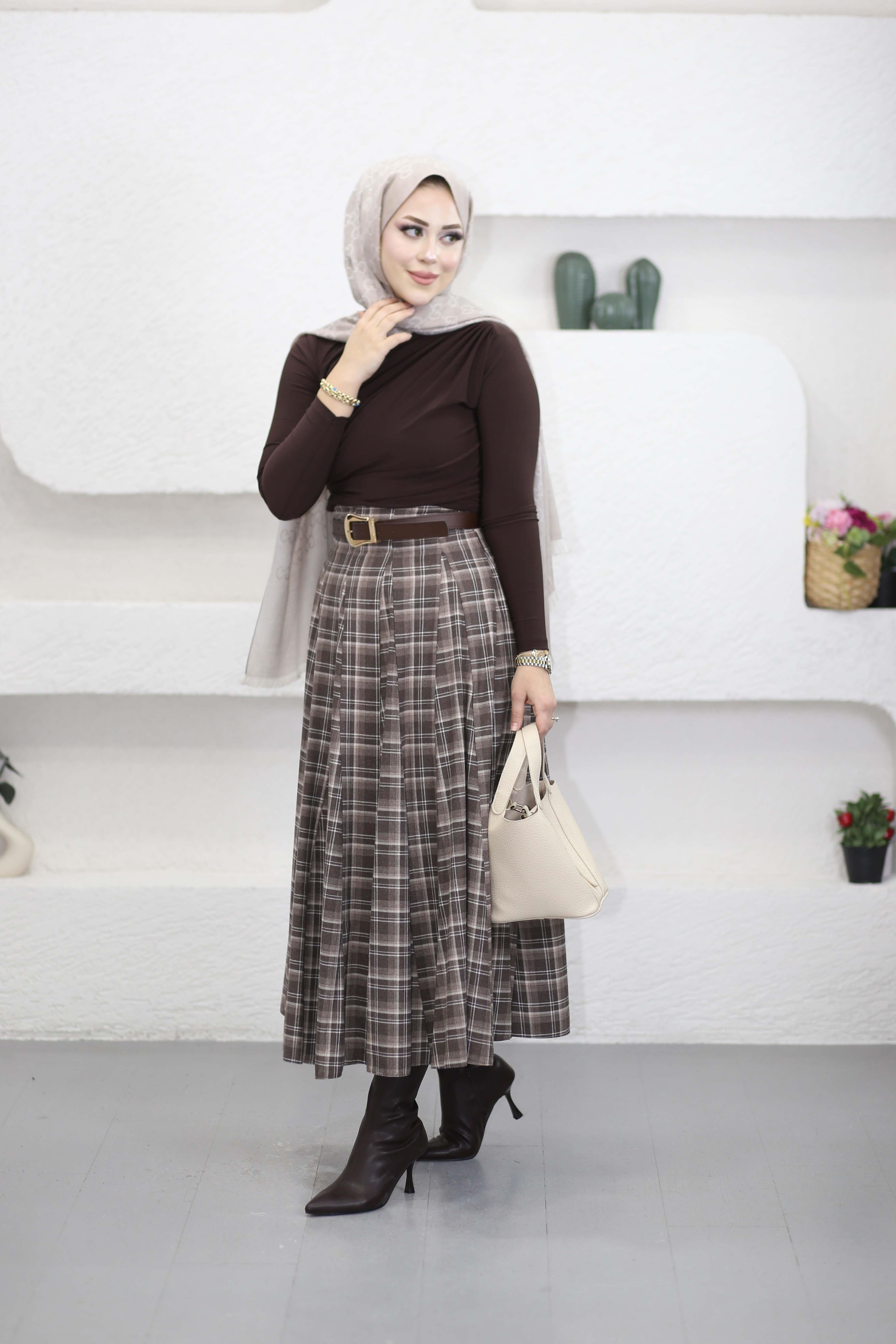 Drapeli Bluz Kahverengi 9871