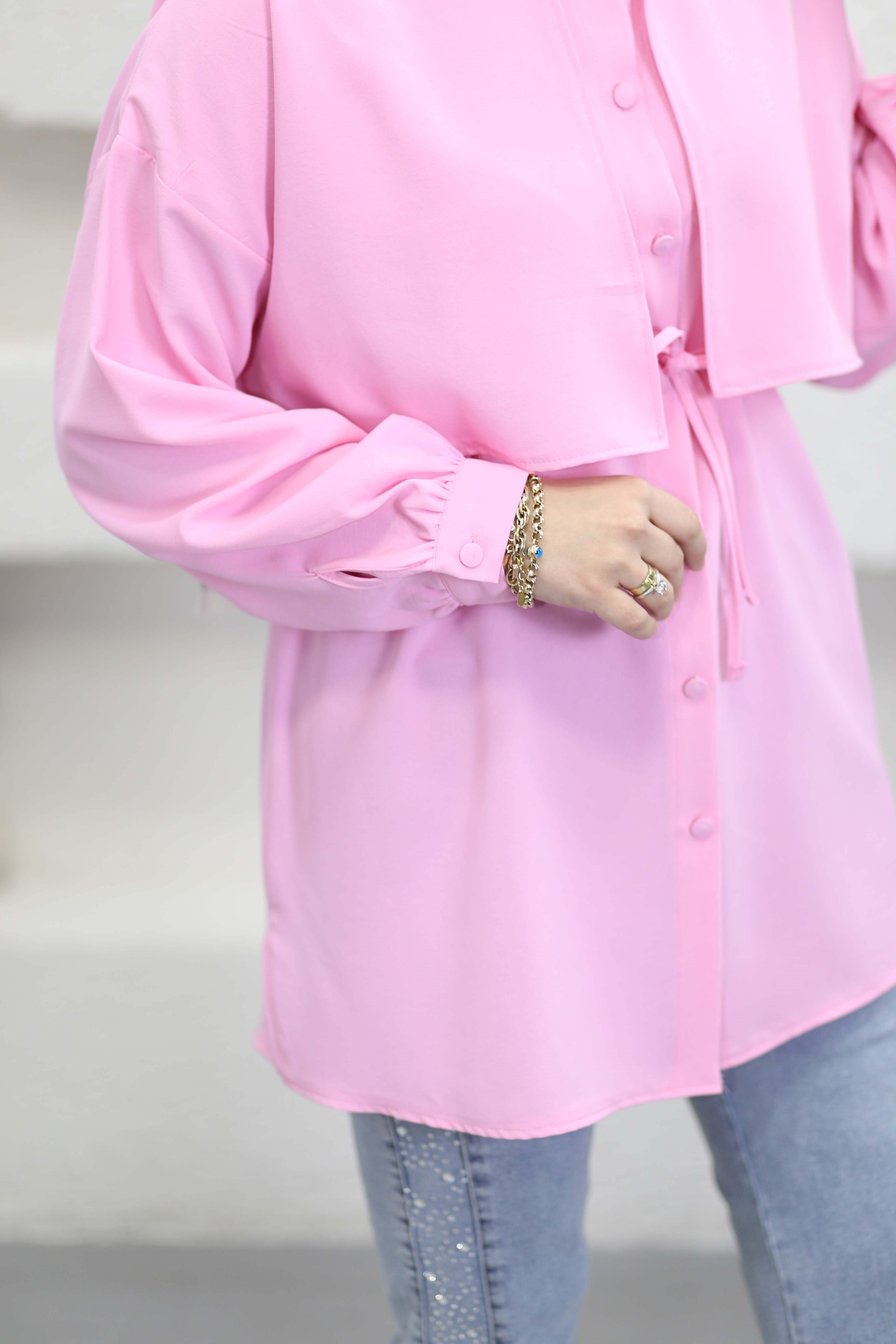Önü Allerli Linda Tunik Şeker Pembe 1869
