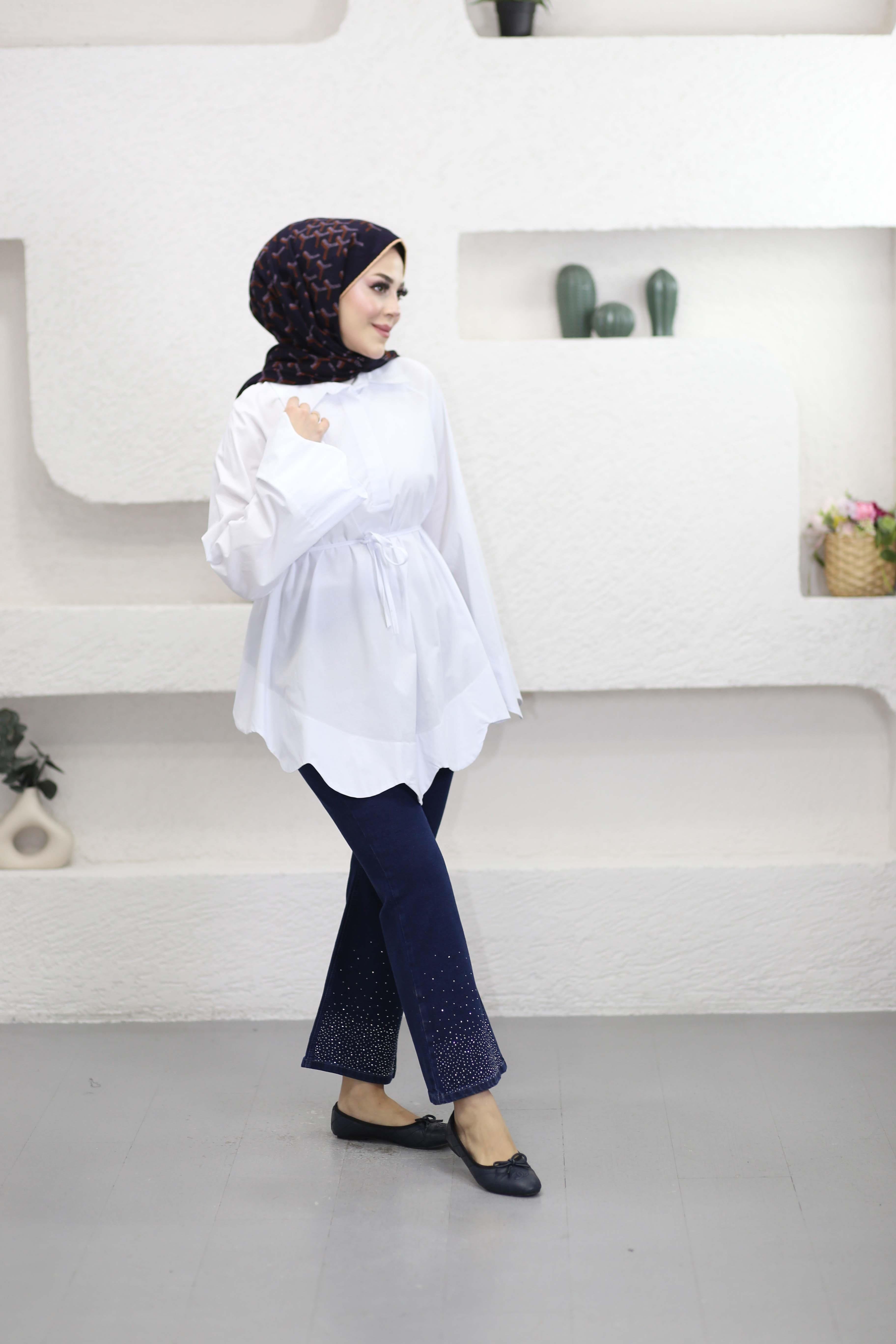 Rael Belden Bağlamalı Gömlek Beyaz 601