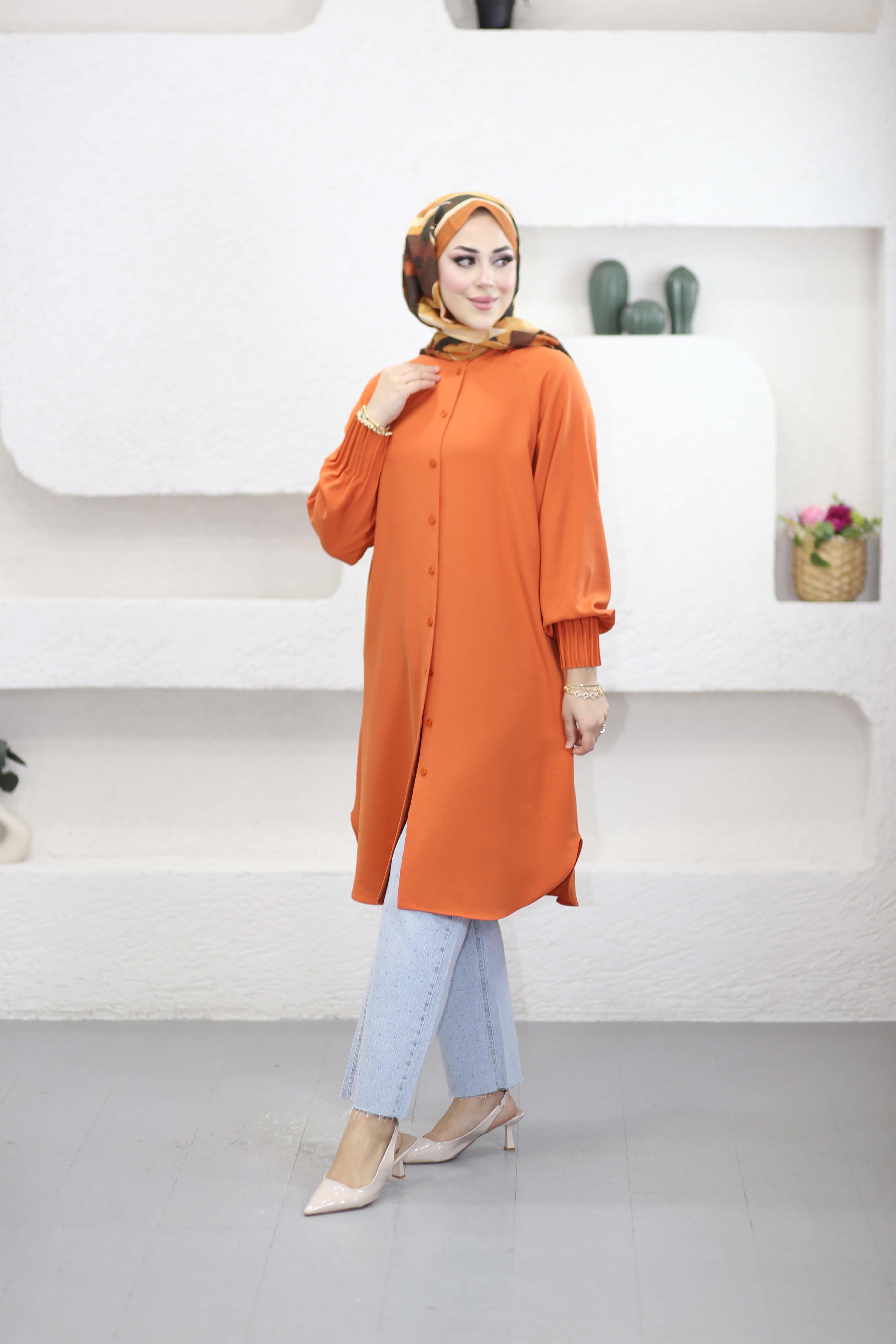 Kolları Nervüllü Tunik Turuncu 1176