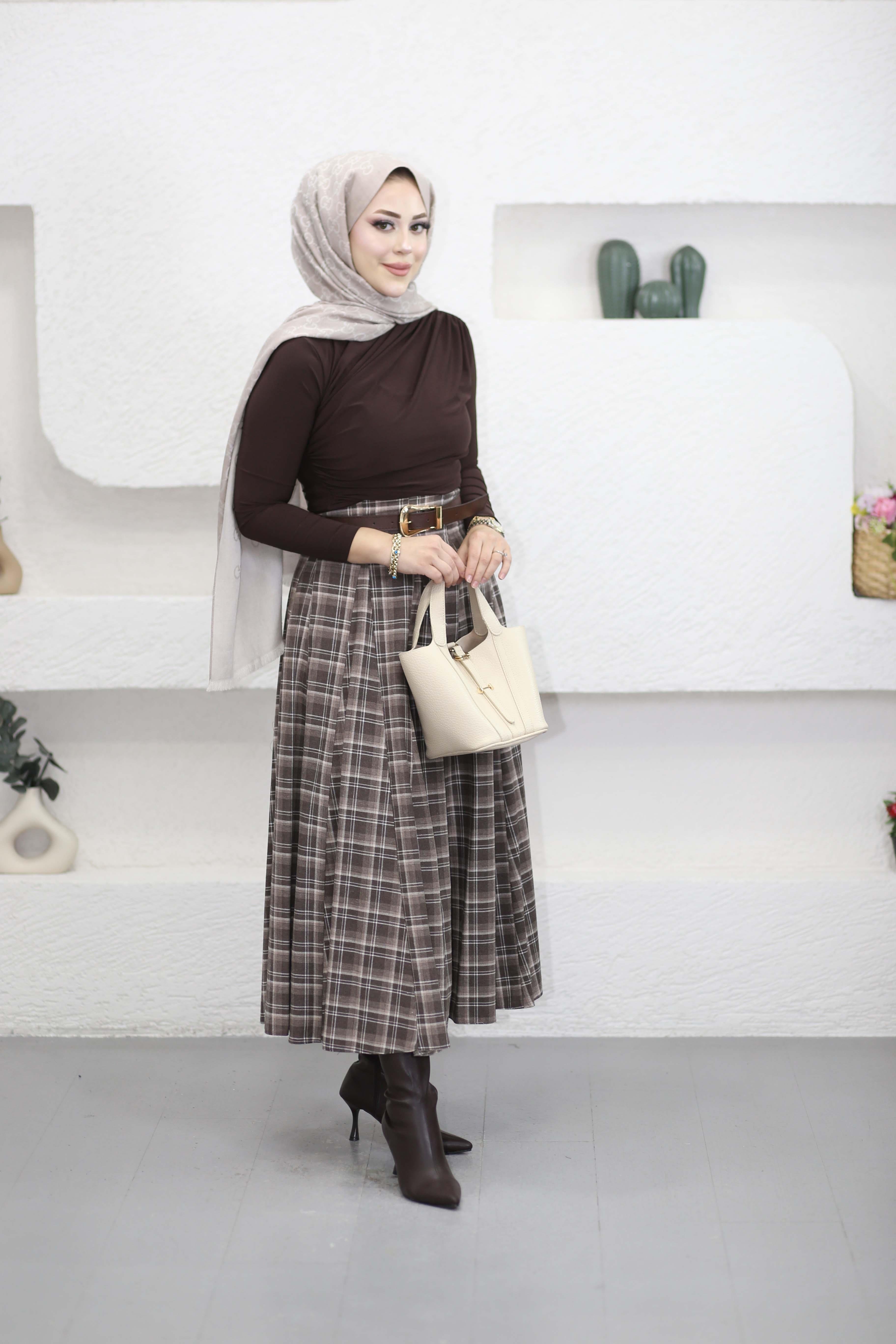 Drapeli Bluz Kahverengi 9871