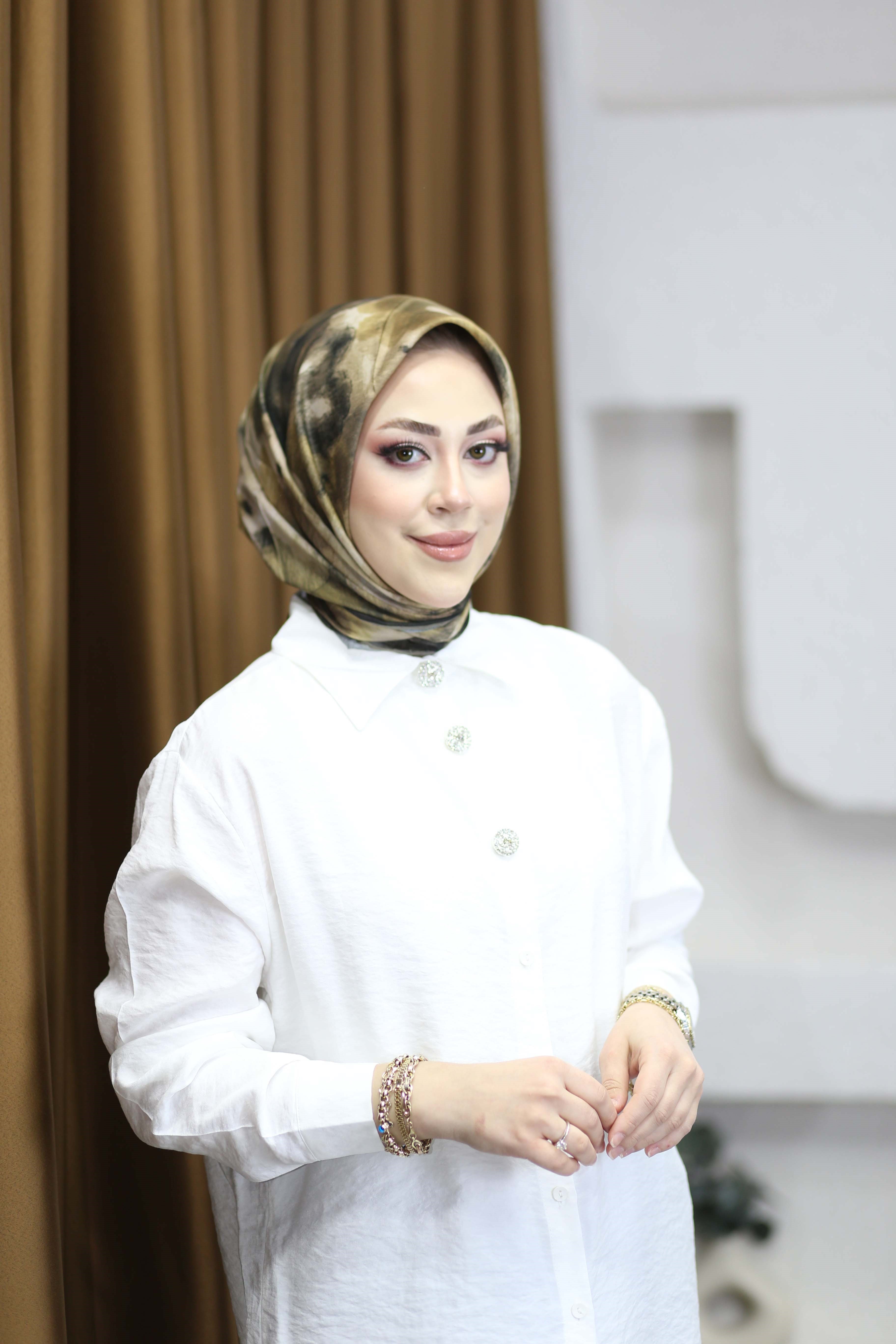Şeritli Stil Uzun Gömlek Beyaz 260148