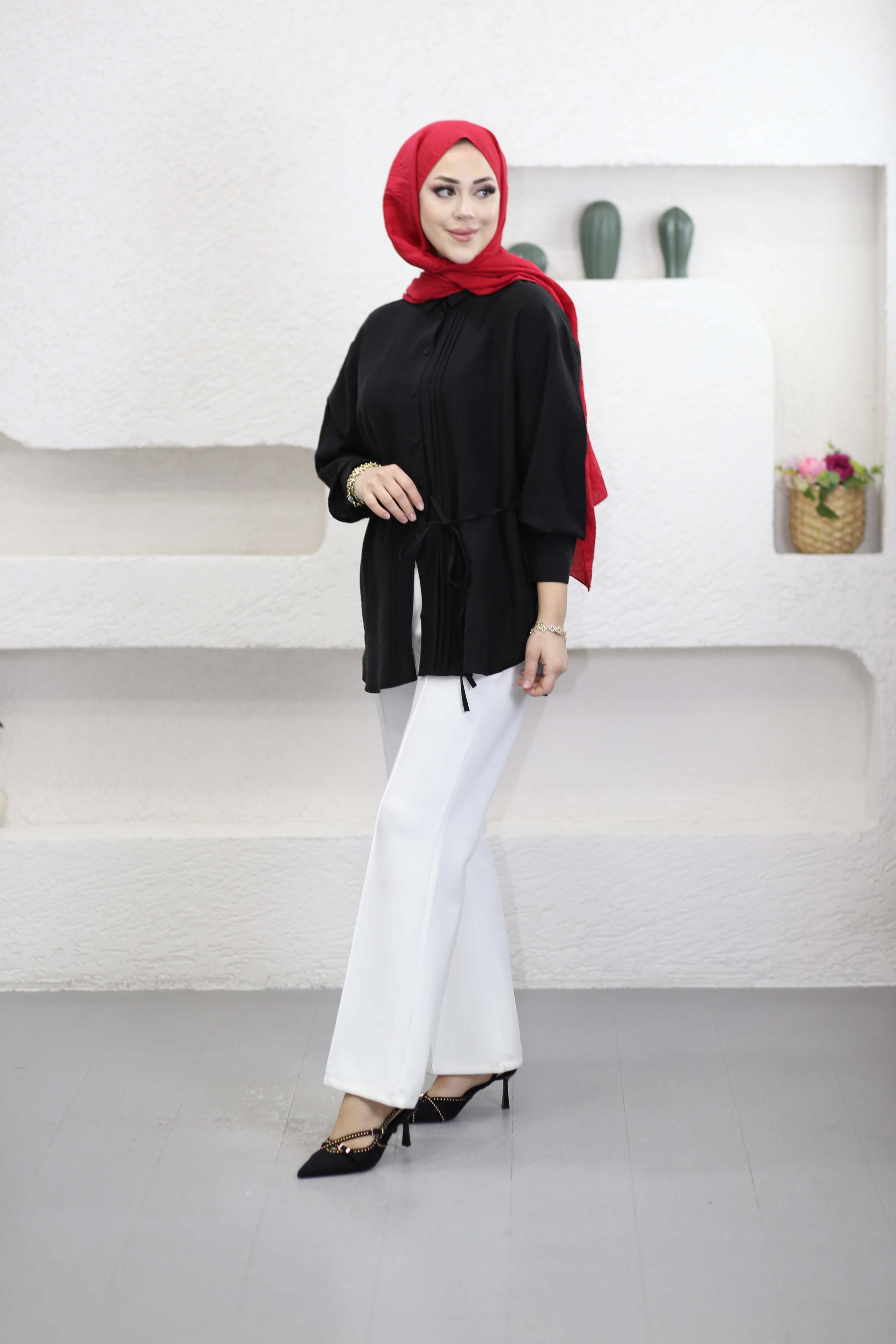 Yan Bağlamalı Tunik Siyah 6209