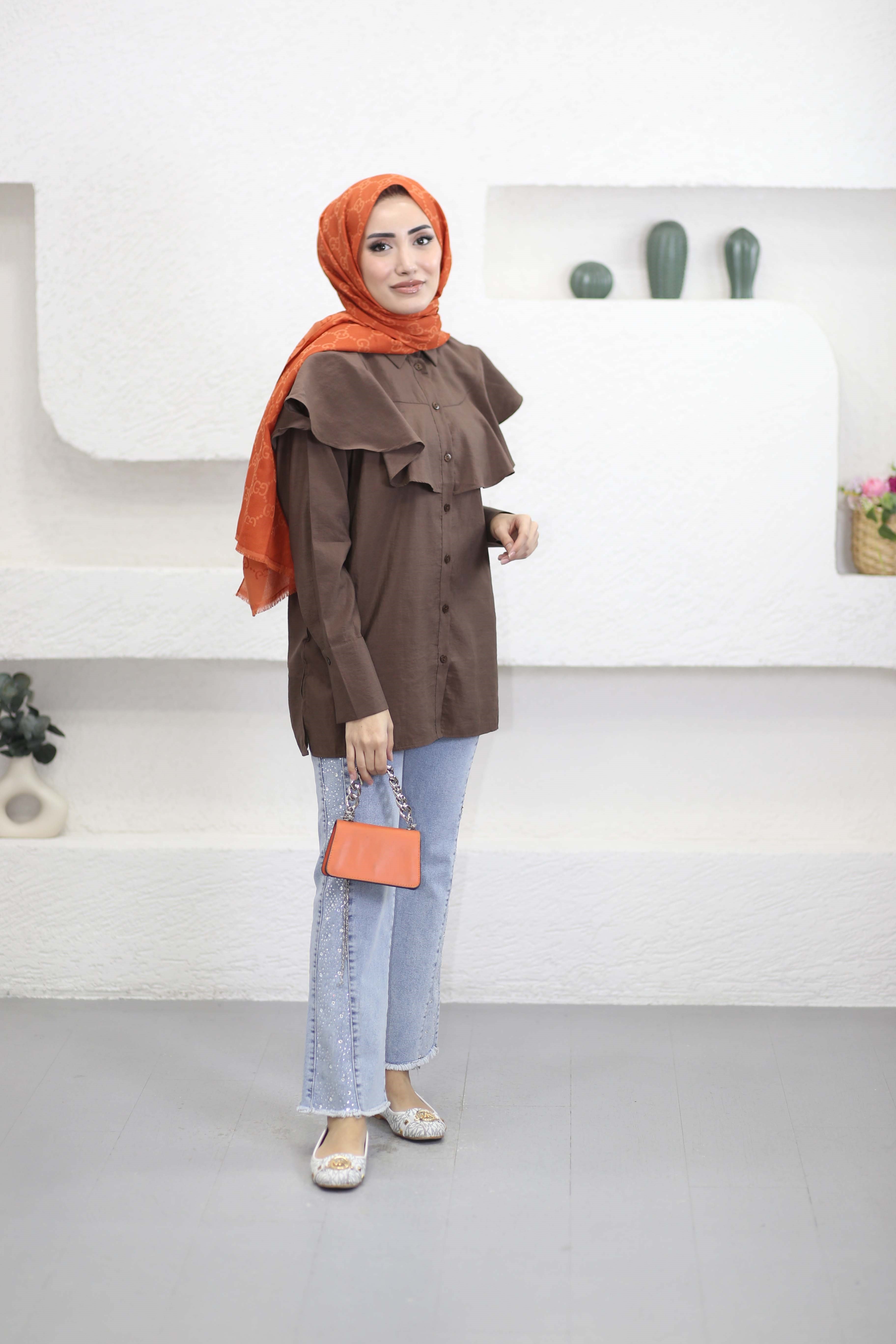 Yazgı Gömlek Kahverengi 6317