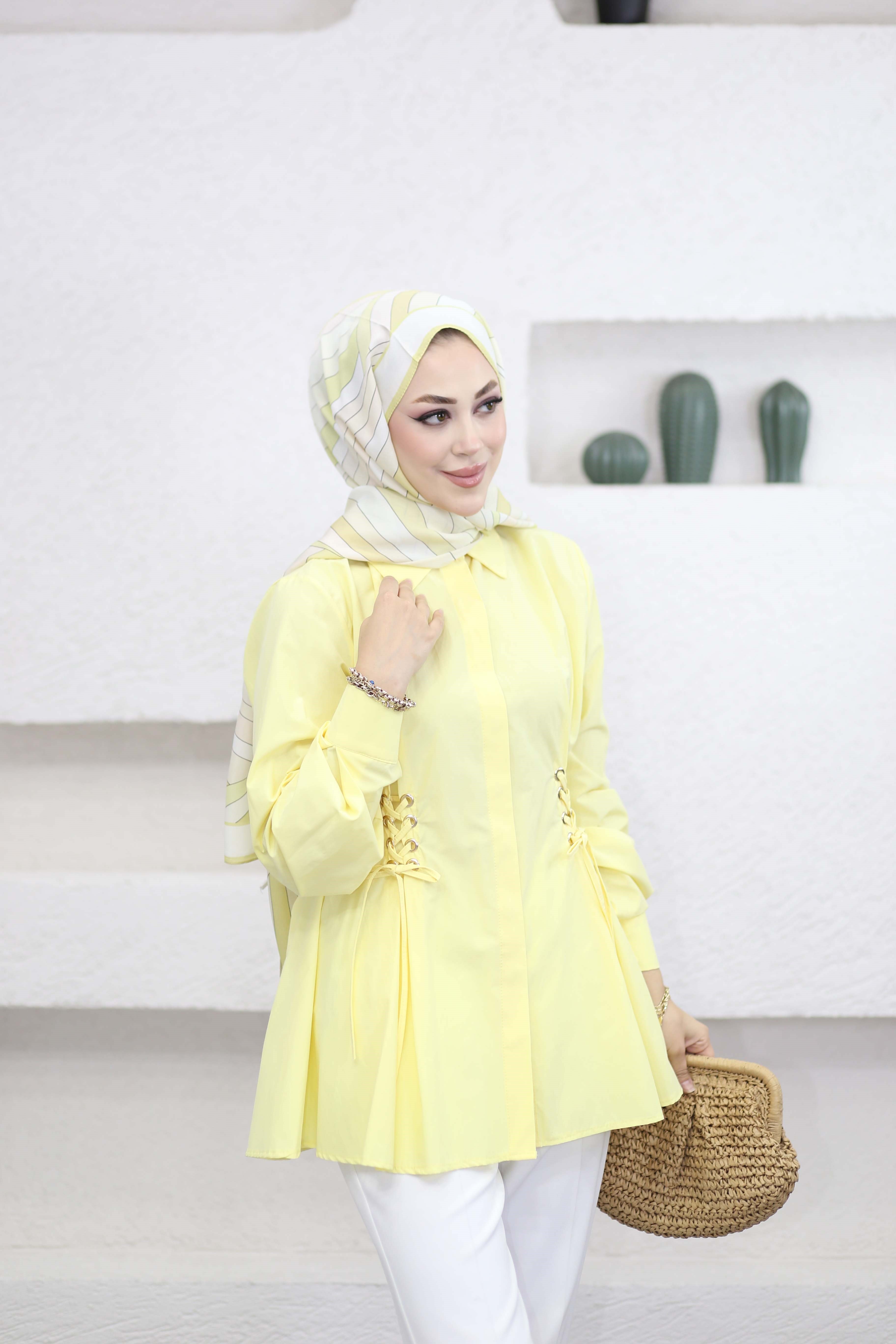 Kuş Gözlü Gömlek Sarı 8036