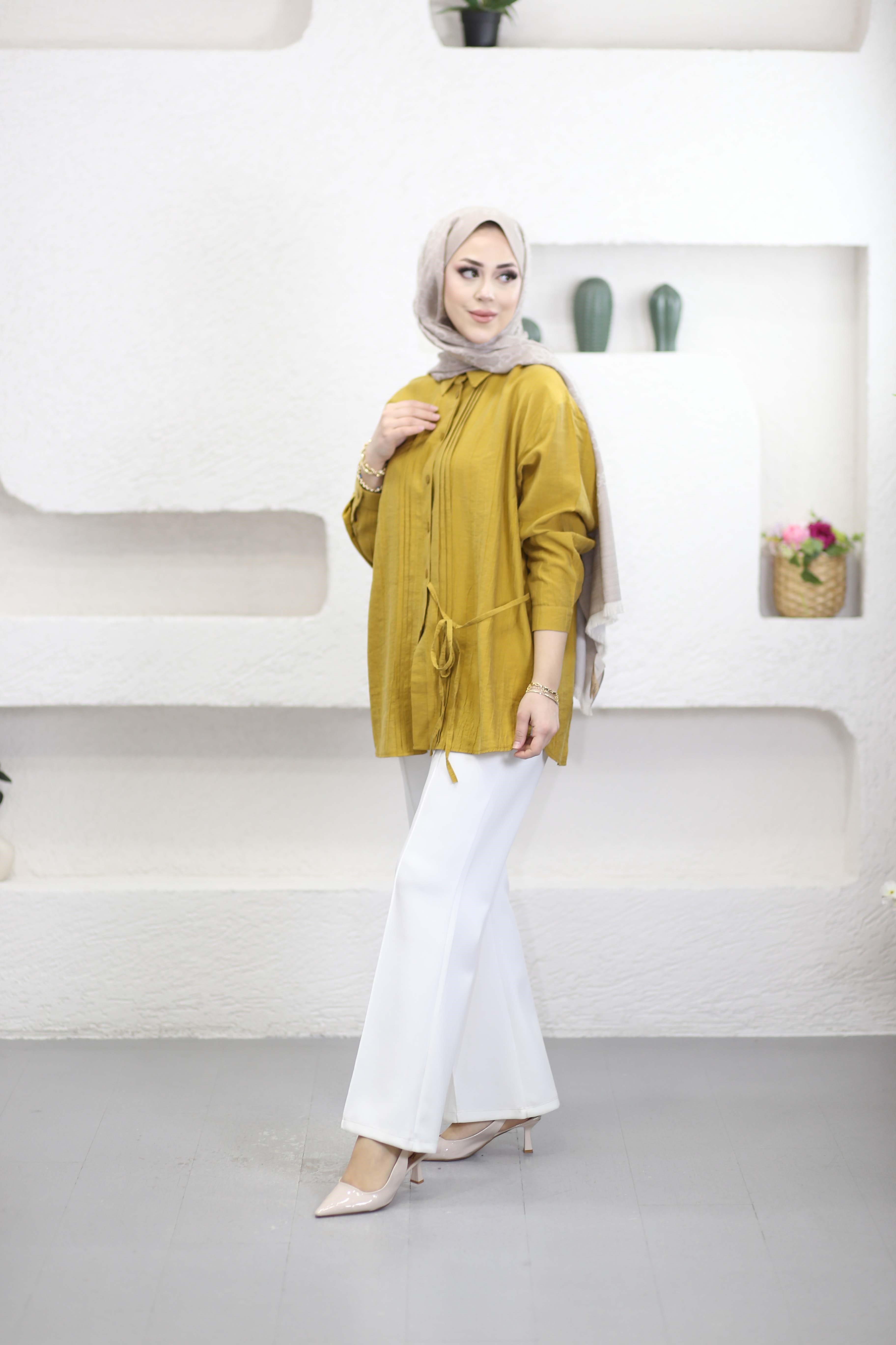 Yan Bağlamalı Tunik Hardal 6209