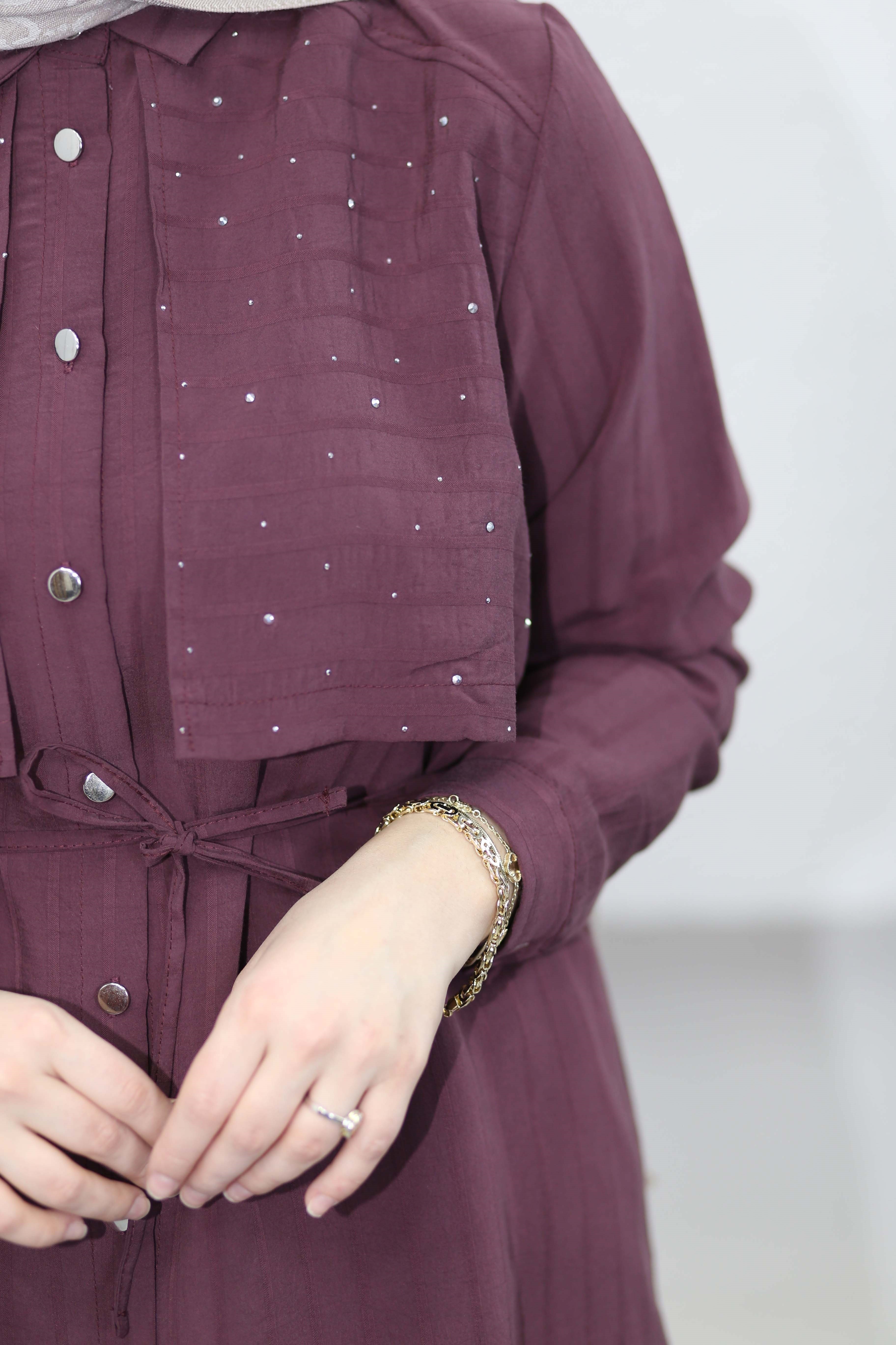 Allerli Taşlı Napoli Tunik Bordo 2138