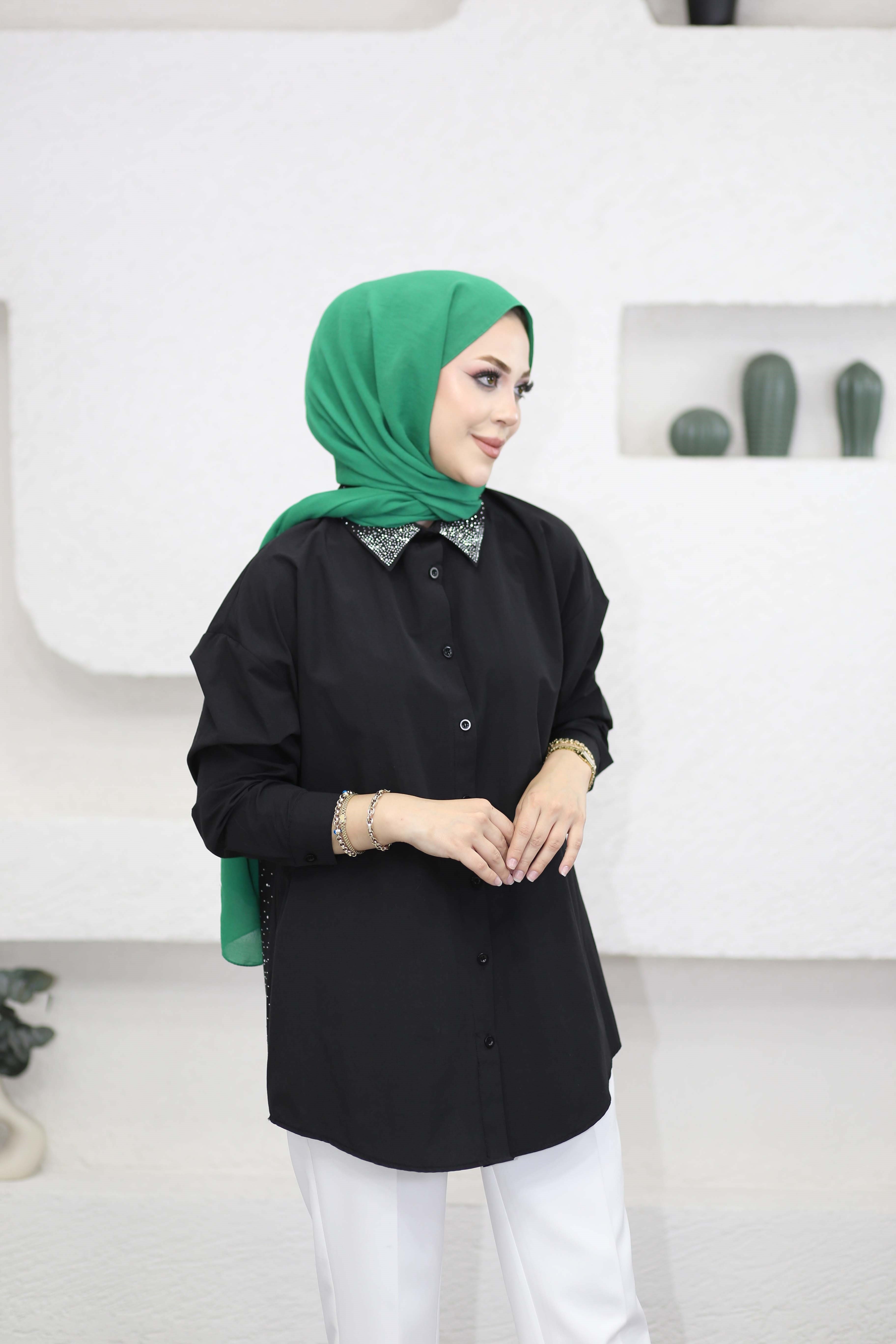 Arkası Parıltı Gömlek Siyah 170345