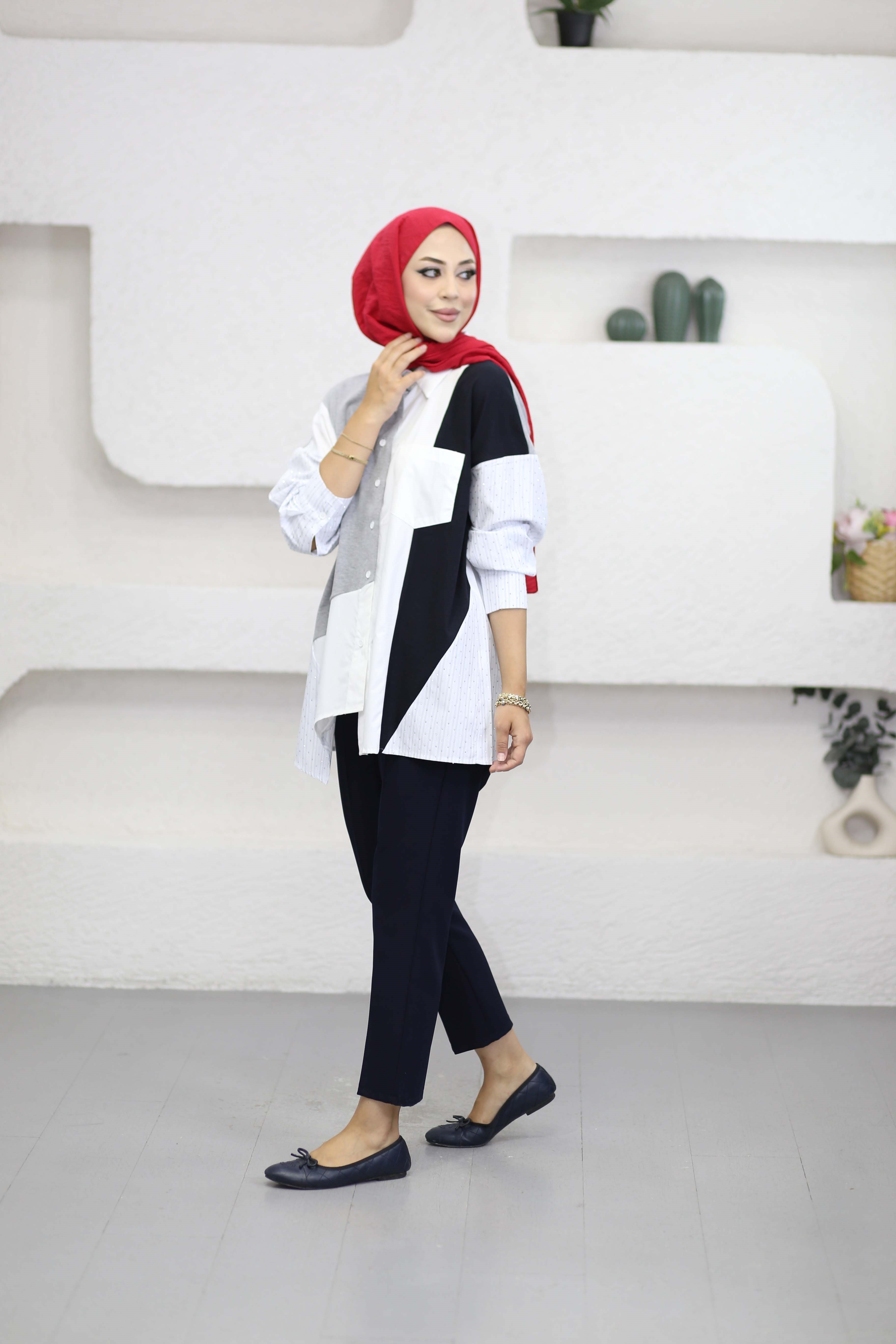 Taşlı İpkyl Gömlek Beyaz 5799