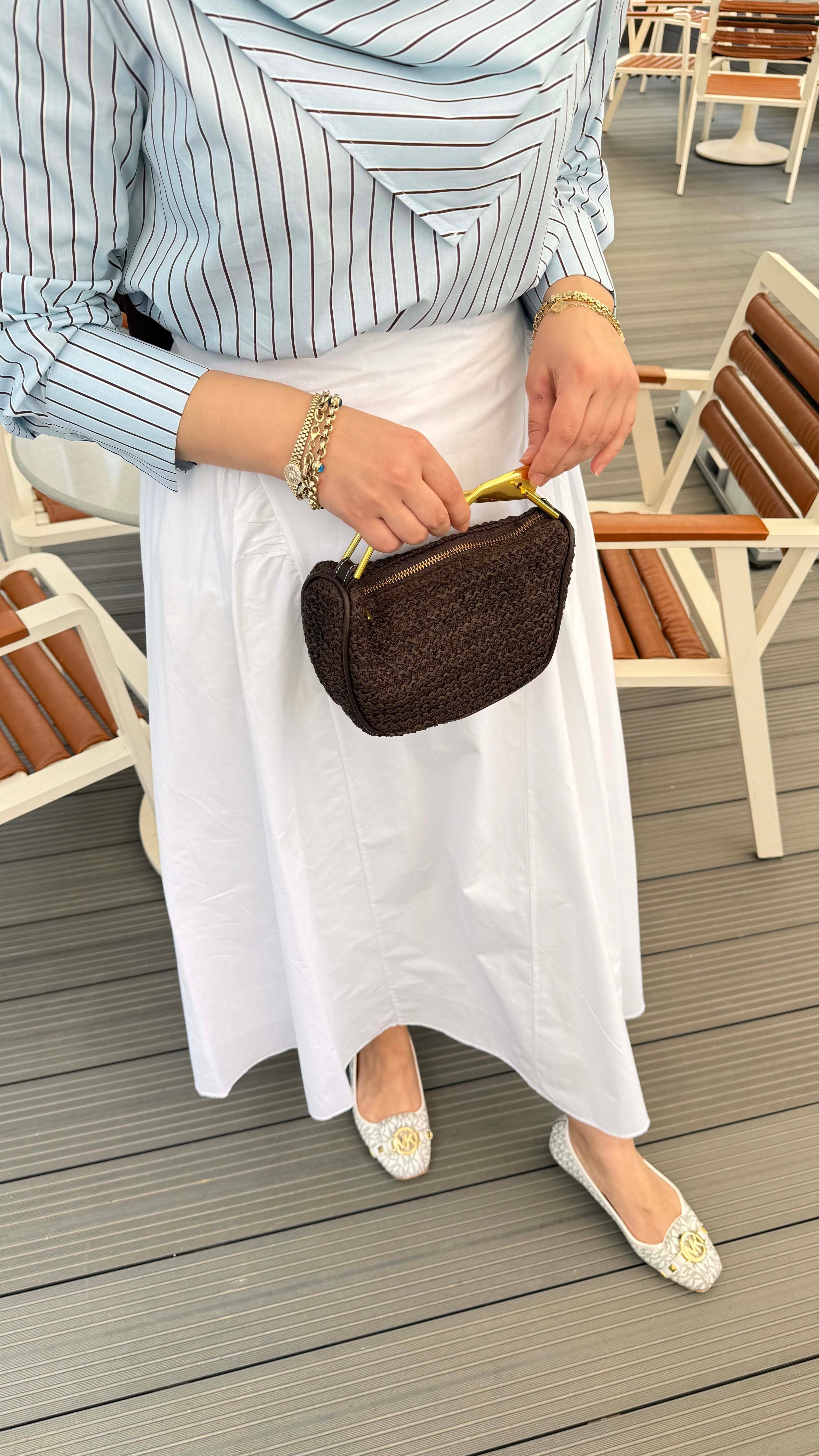 Yaka Fularlı Çizgili Tunik Bebe Mavi 26128