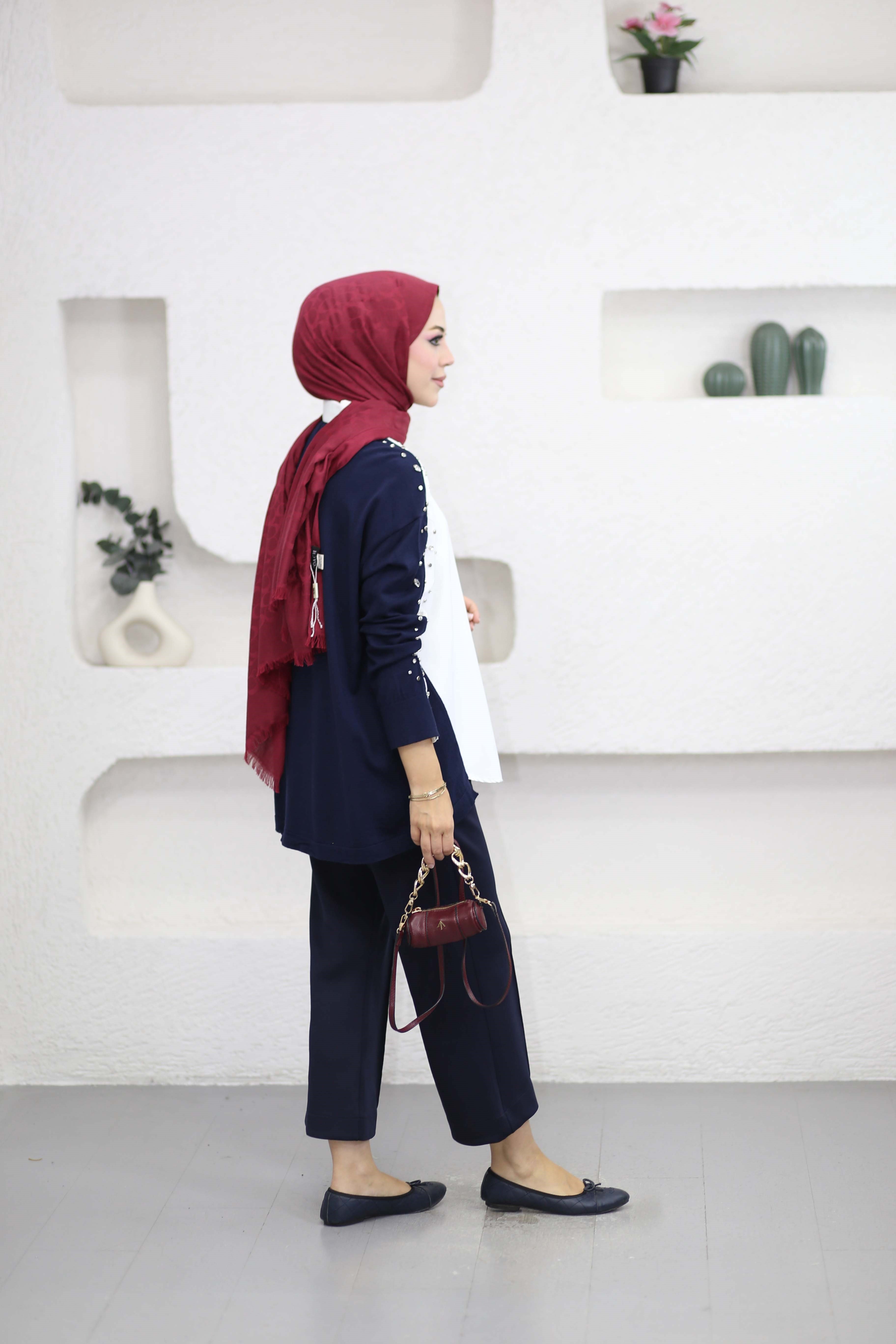 Kolu Taş Zımbalı Gömlek Lacivert 26256