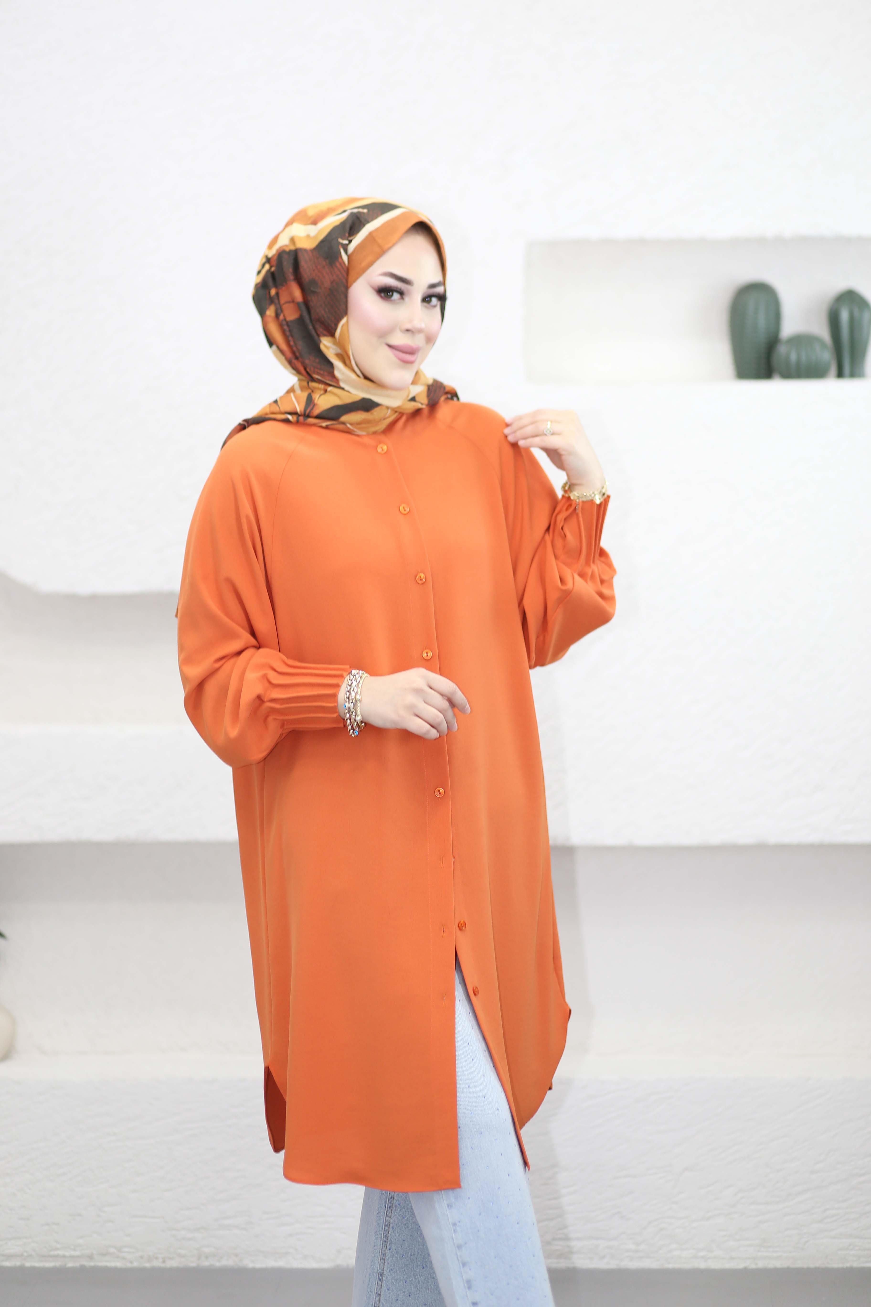 Kolları Nervüllü Tunik Turuncu 1176