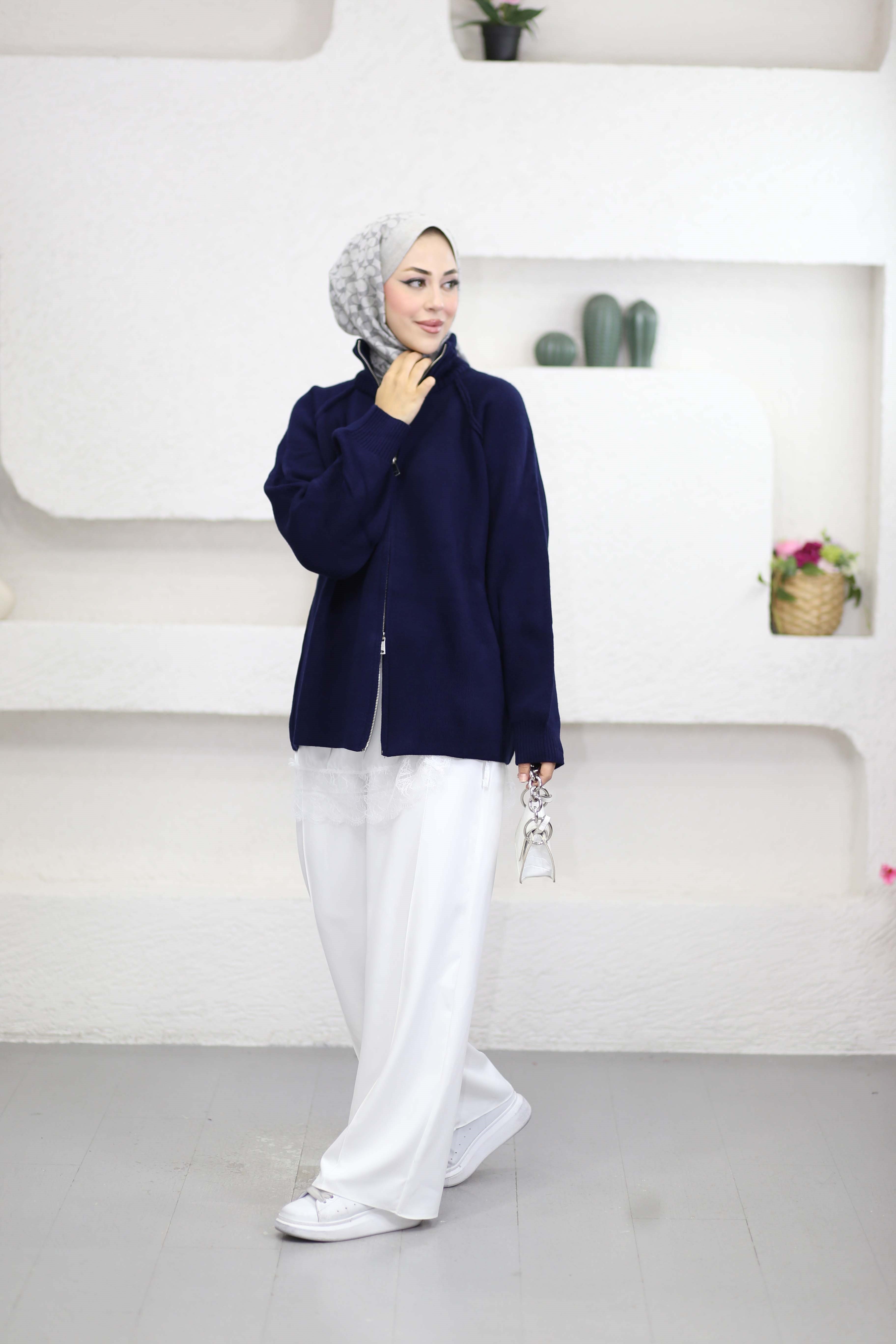 Rosie Fermuarlı Hırka Lacivert 25800